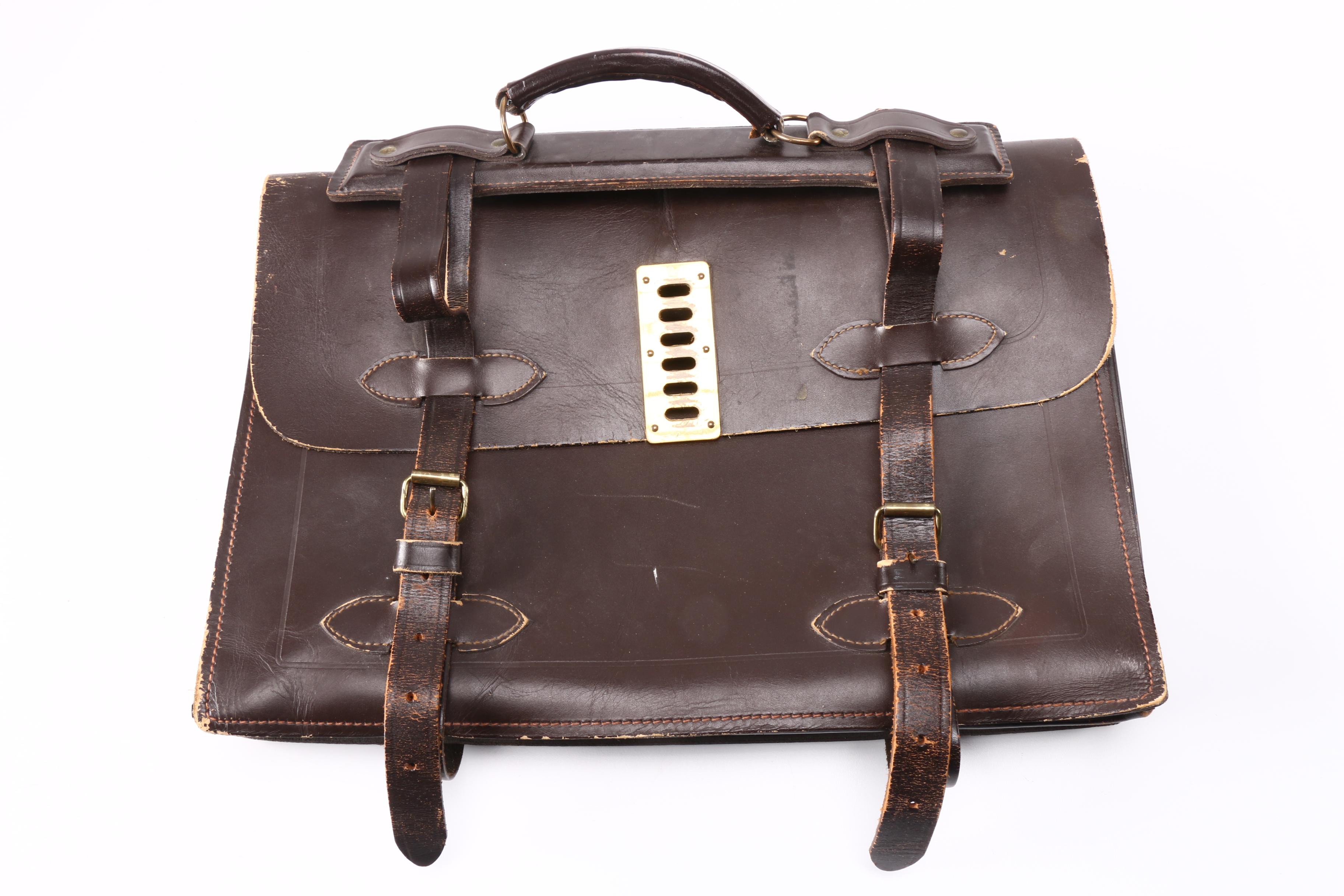 Vintage Brown Leather Satchel Style Briefcase