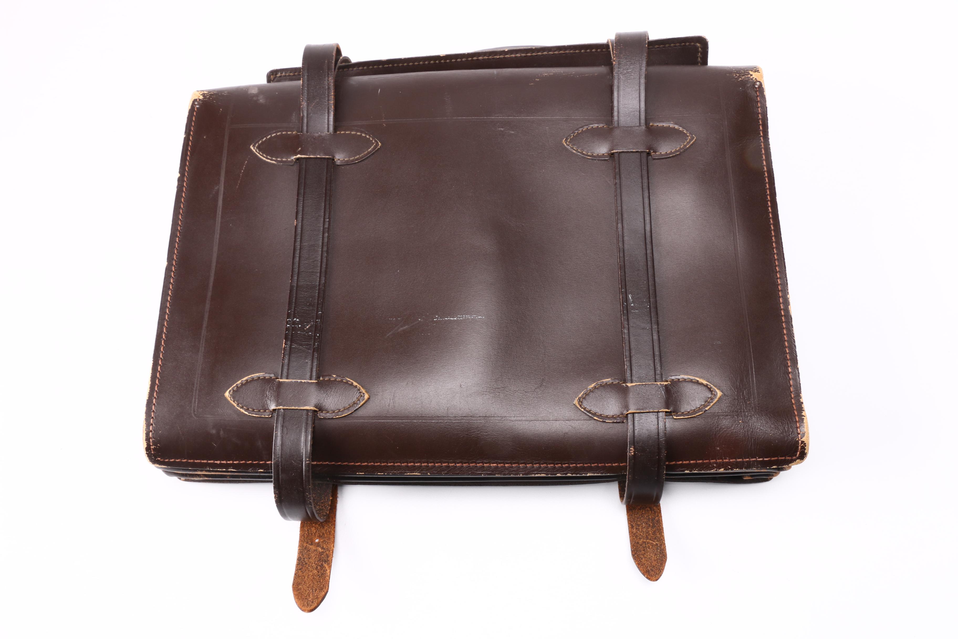 Vintage Brown Leather Satchel Style Briefcase