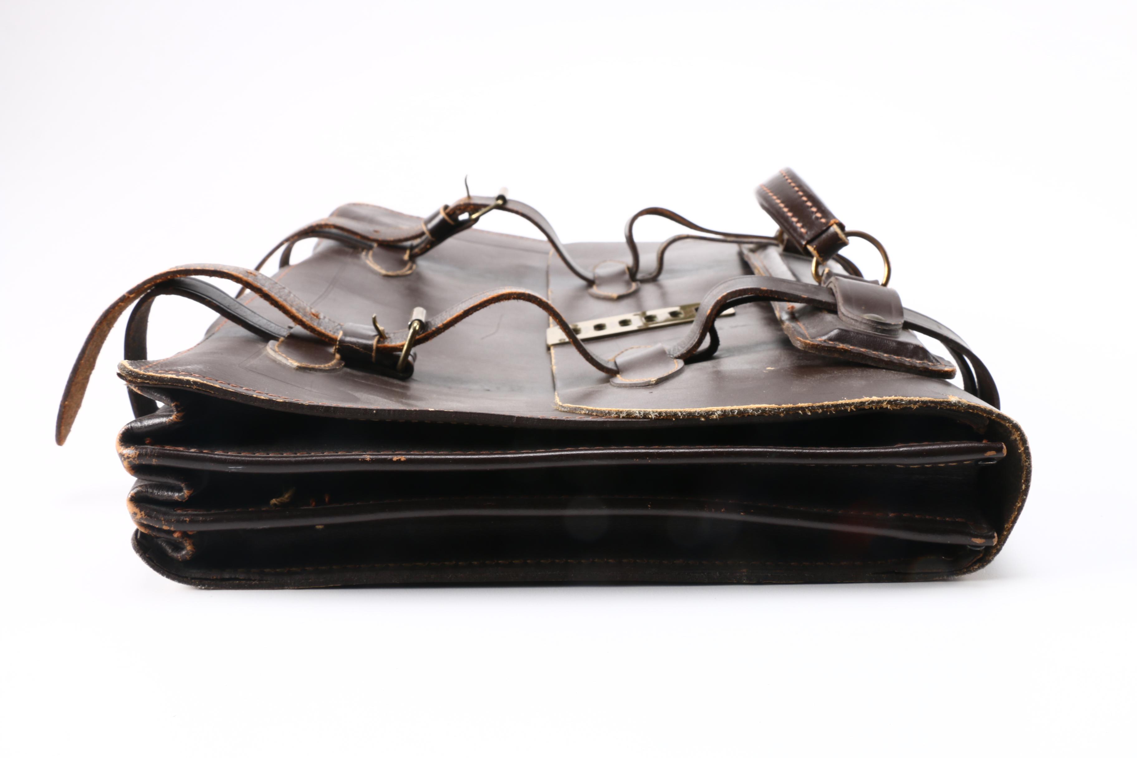 Vintage Brown Leather Satchel Style Briefcase