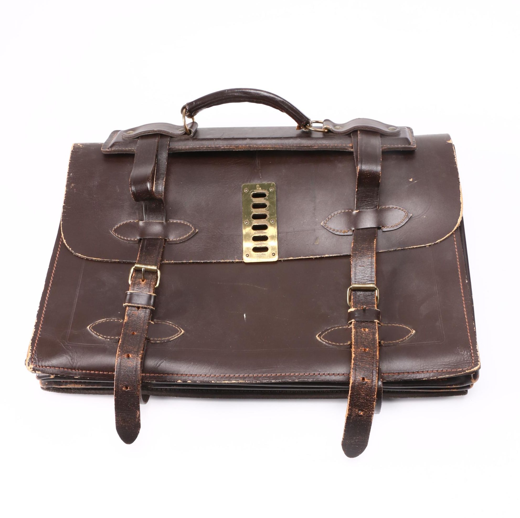 Vintage Brown Leather Satchel Style Briefcase