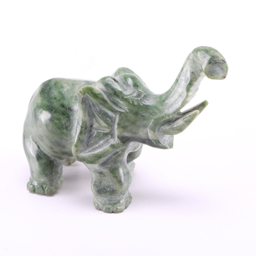 Green Soapstone Elephant Figurine