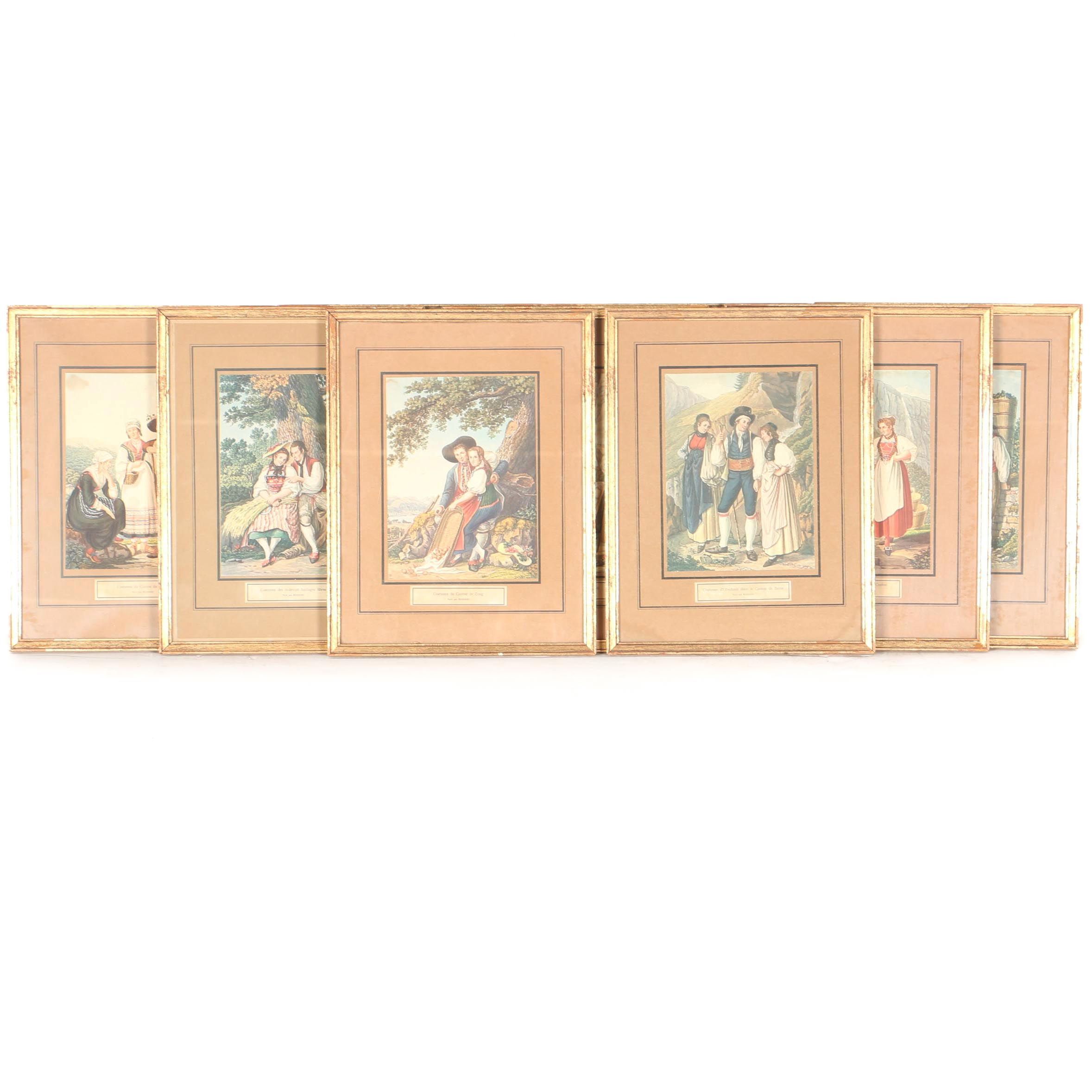 Josef Reinhardt Vintage Lithographs of Swiss Canton Costumes