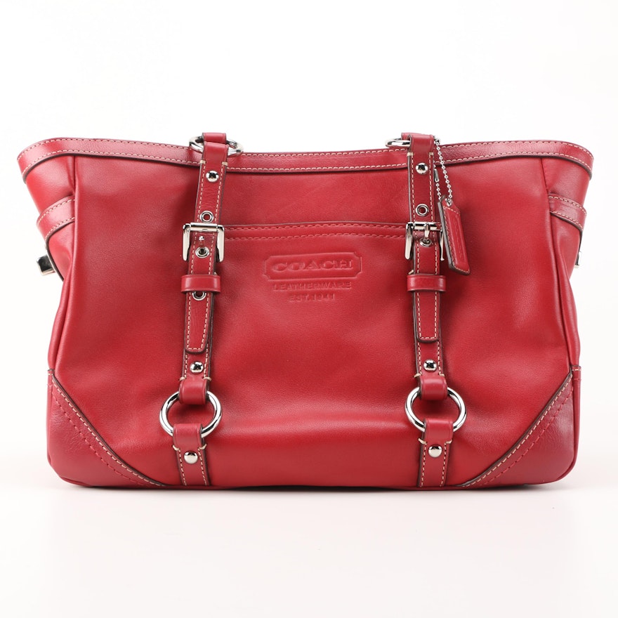 Red Leather Coach Tote Bag