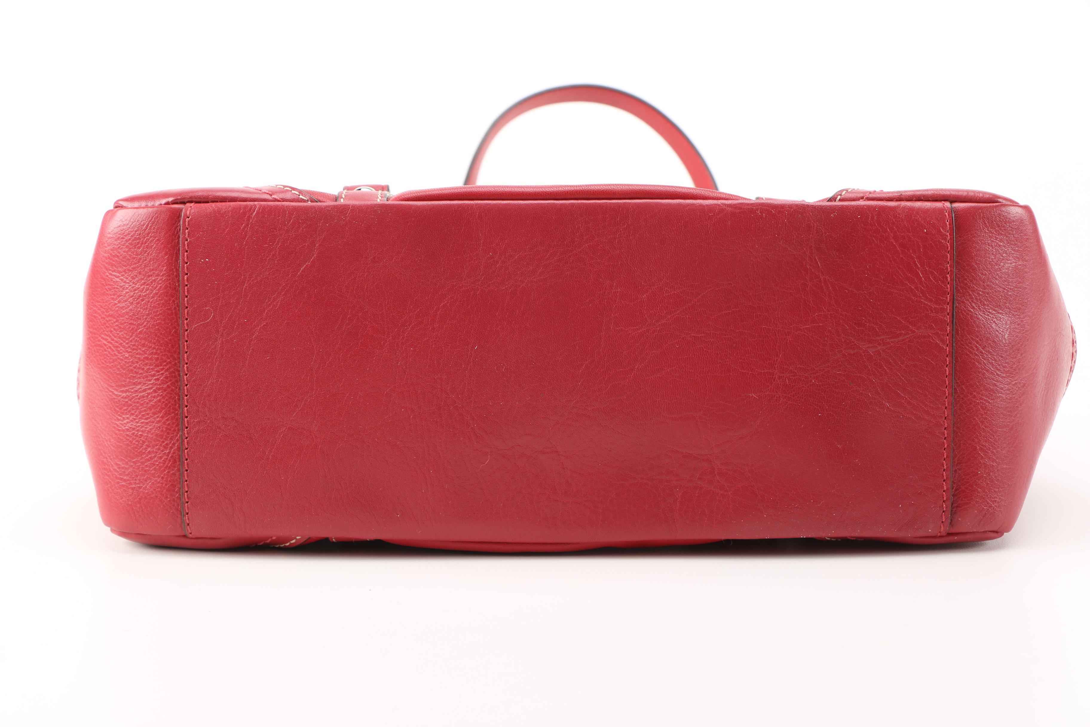 Red Leather Coach Tote Bag