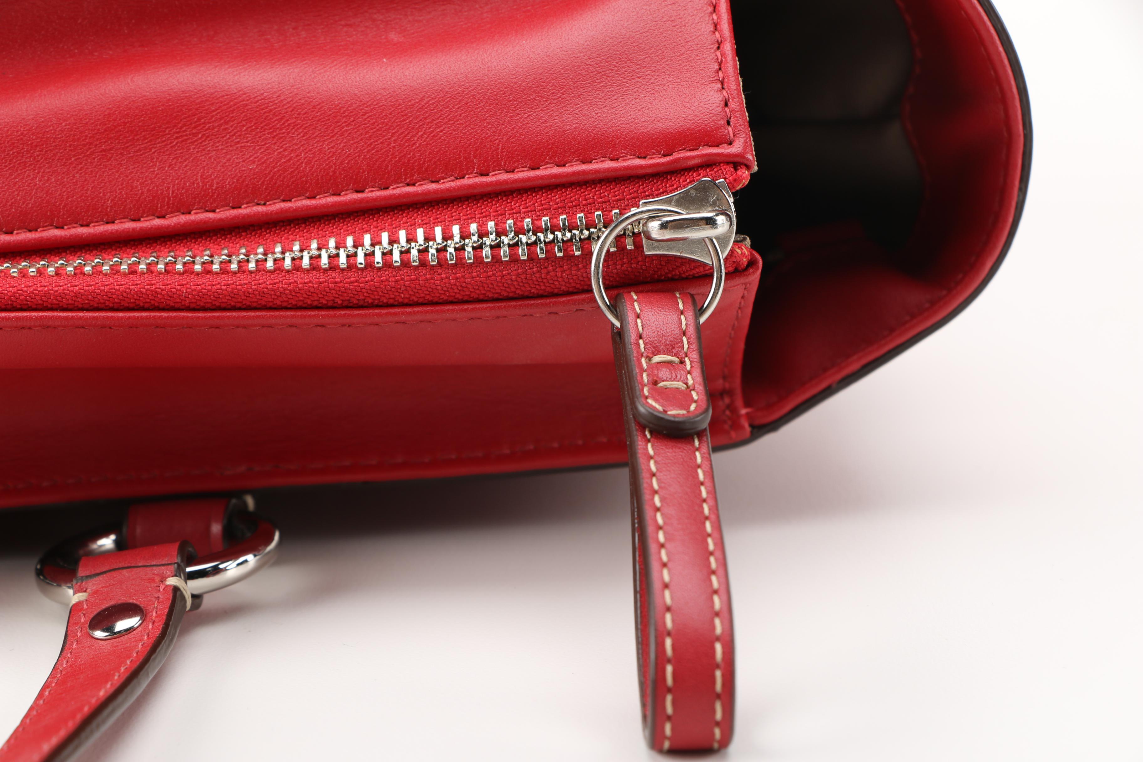 Red Leather Coach Tote Bag