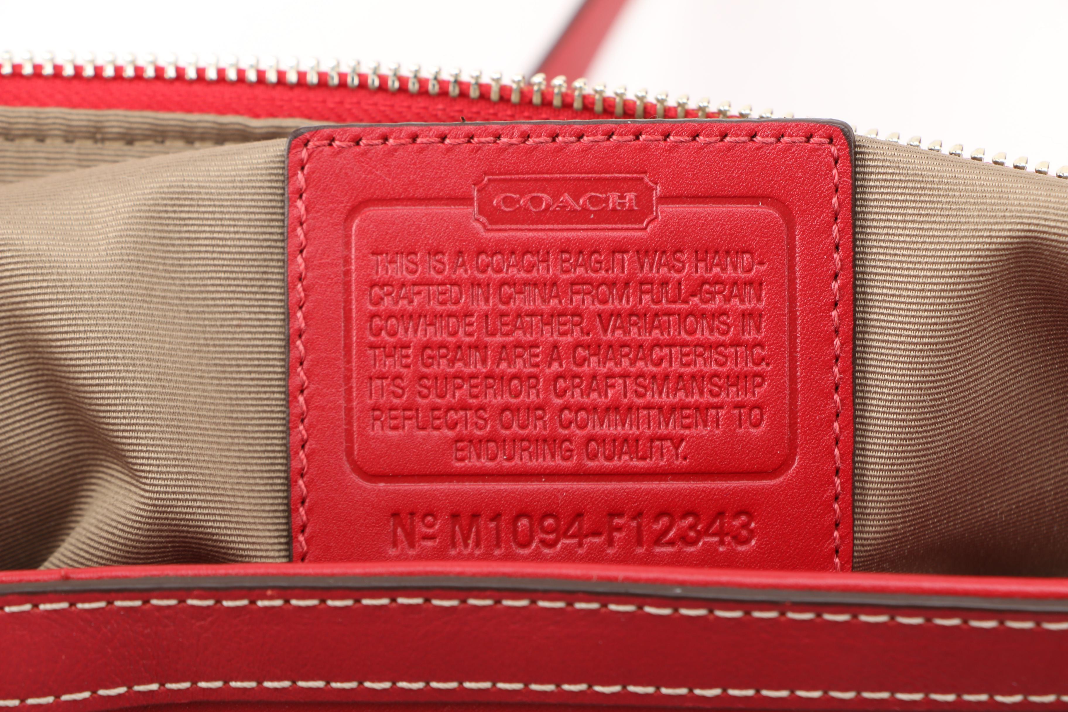 Red Leather Coach Tote Bag