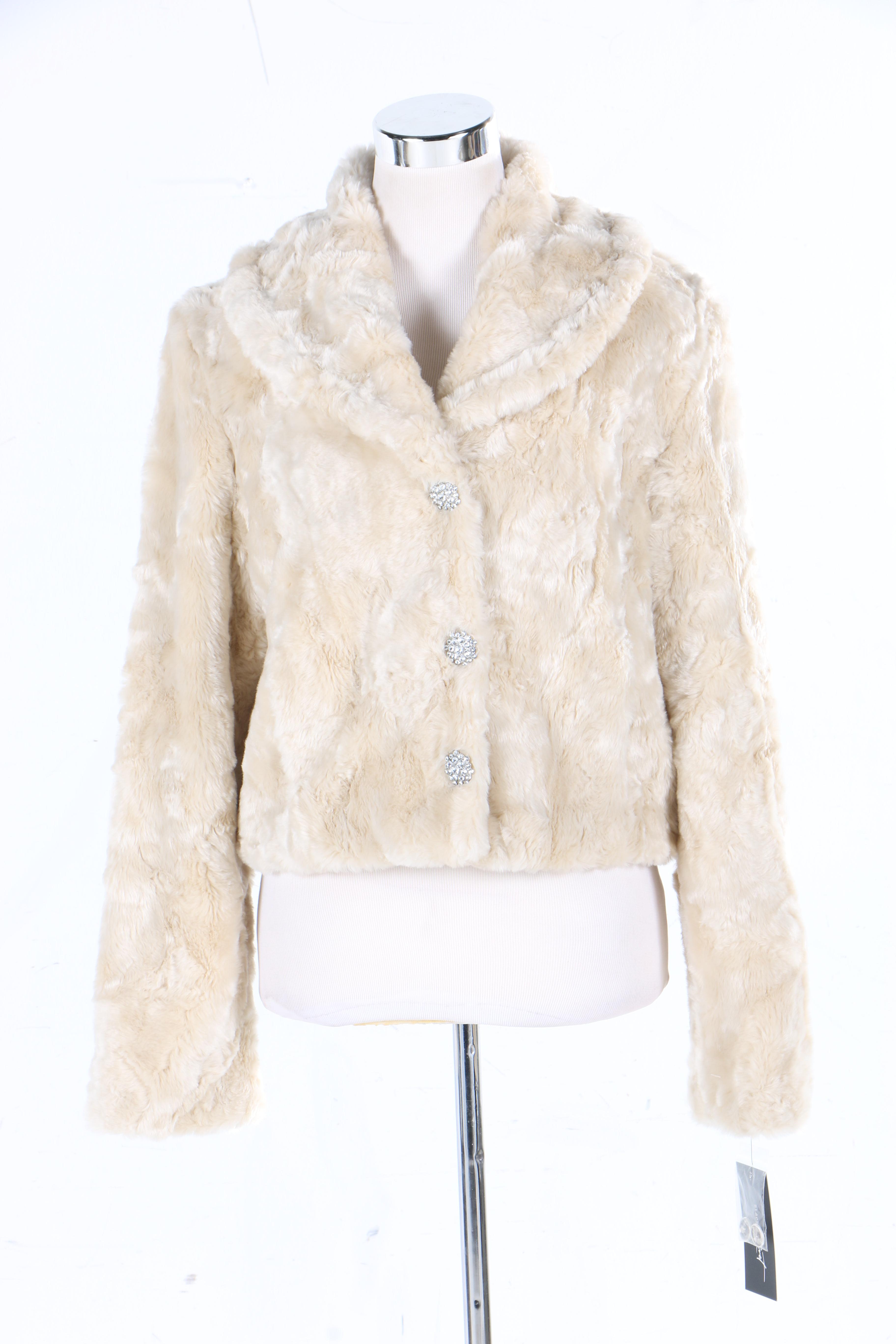 Black Rivet Faux Fur Jacket