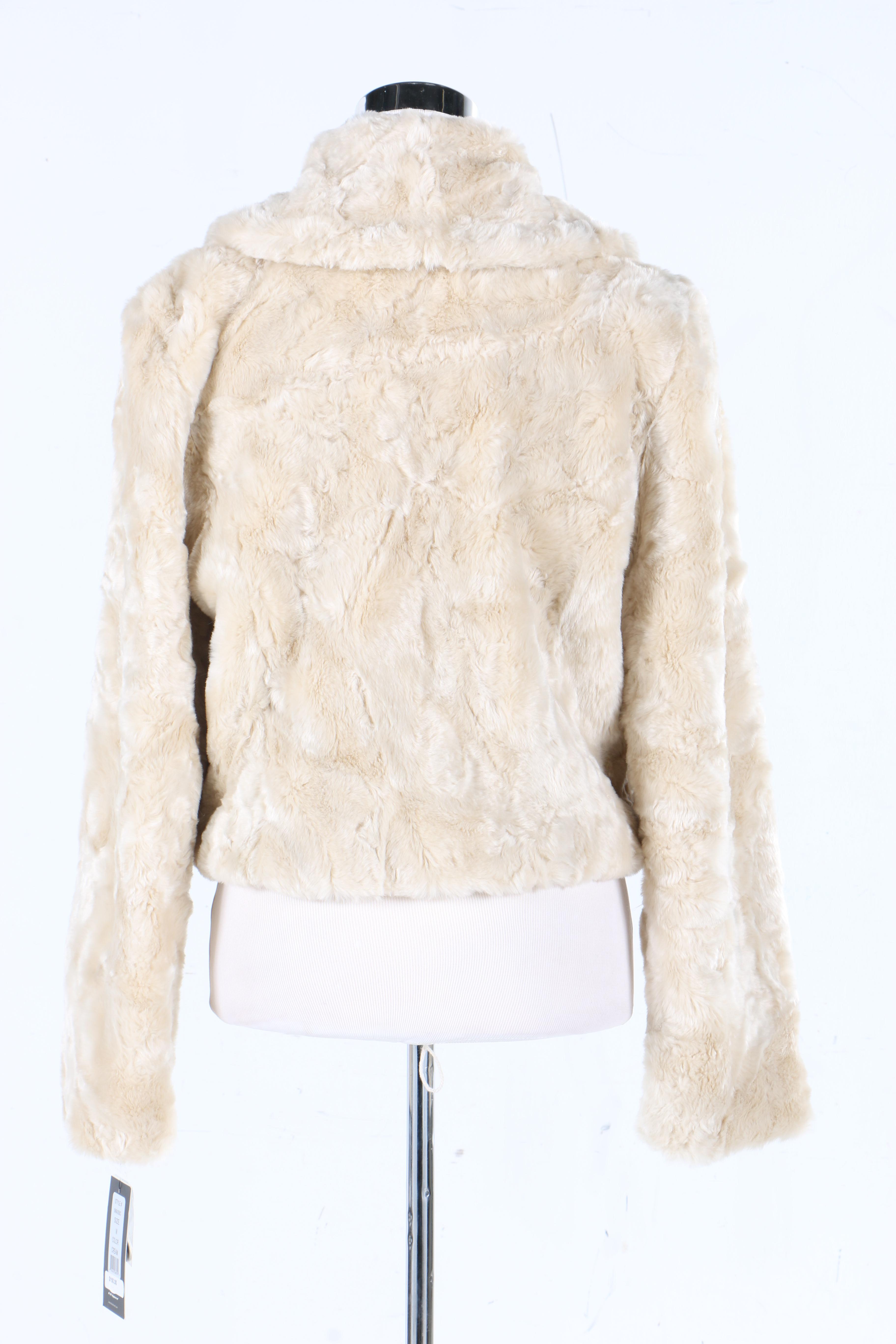 Black Rivet Faux Fur Jacket