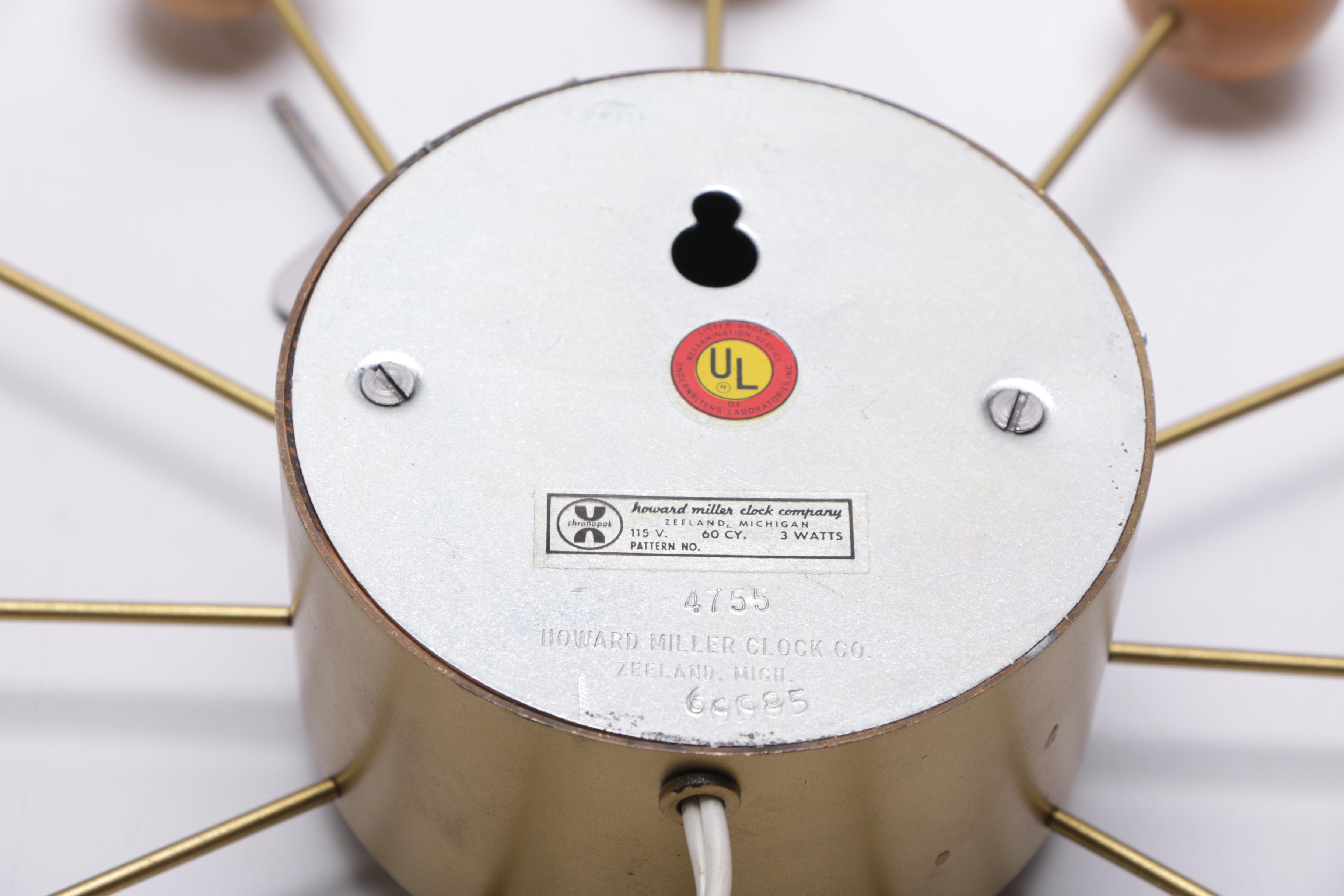 Mid Century Modern "Atom" Wall Clock by Howard Miller