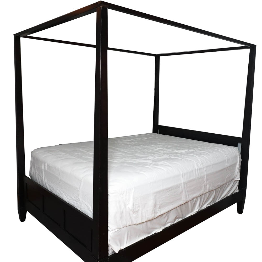 Contemporary Queen Size Four Poster Canopy Bed