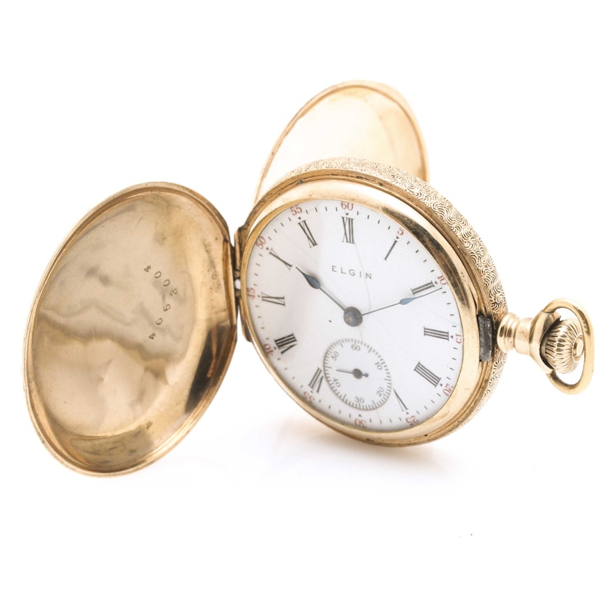 Elgin 14K Yellow Gold and Diamond Pocket Watch