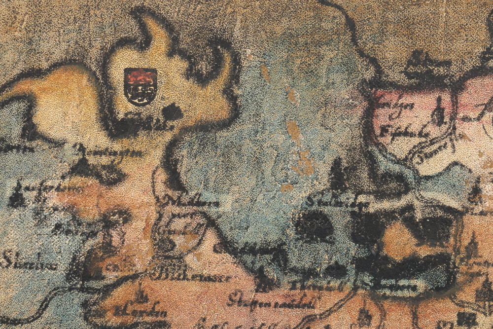 Giclee Print on Canvas with Hand Embellishments of Scottish Map