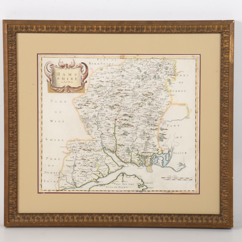 Robert Morden Colored Map of Hampshire