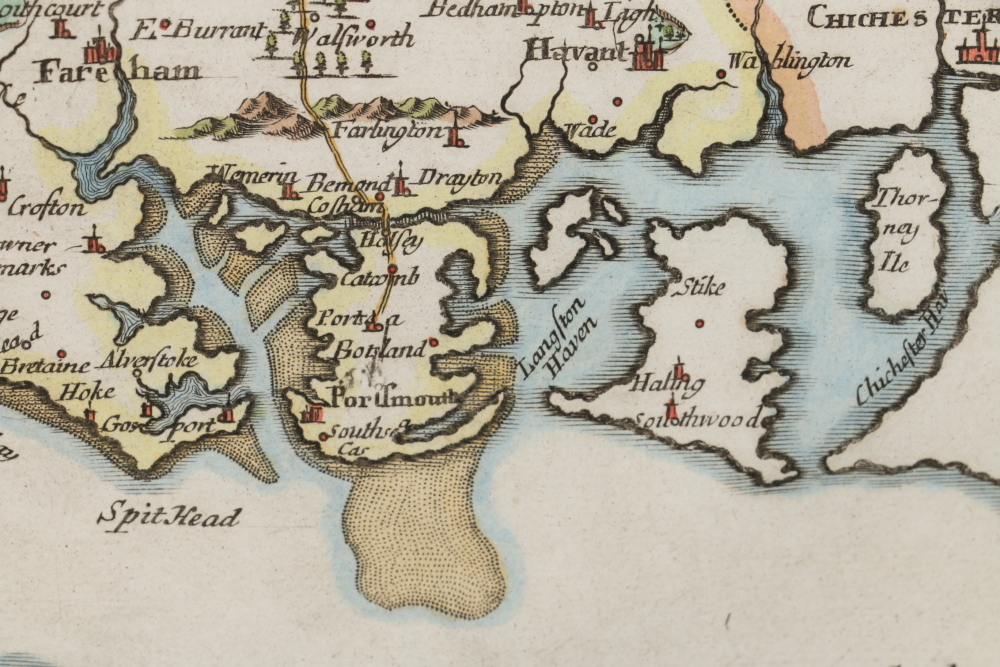 Robert Morden Colored Map of Hampshire