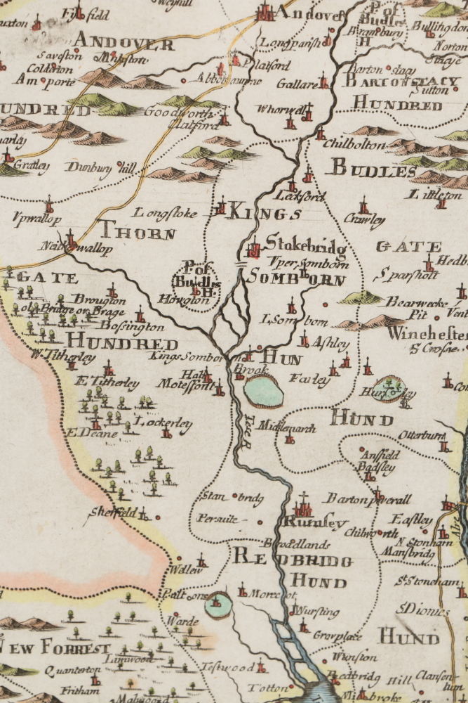 Robert Morden Colored Map of Hampshire