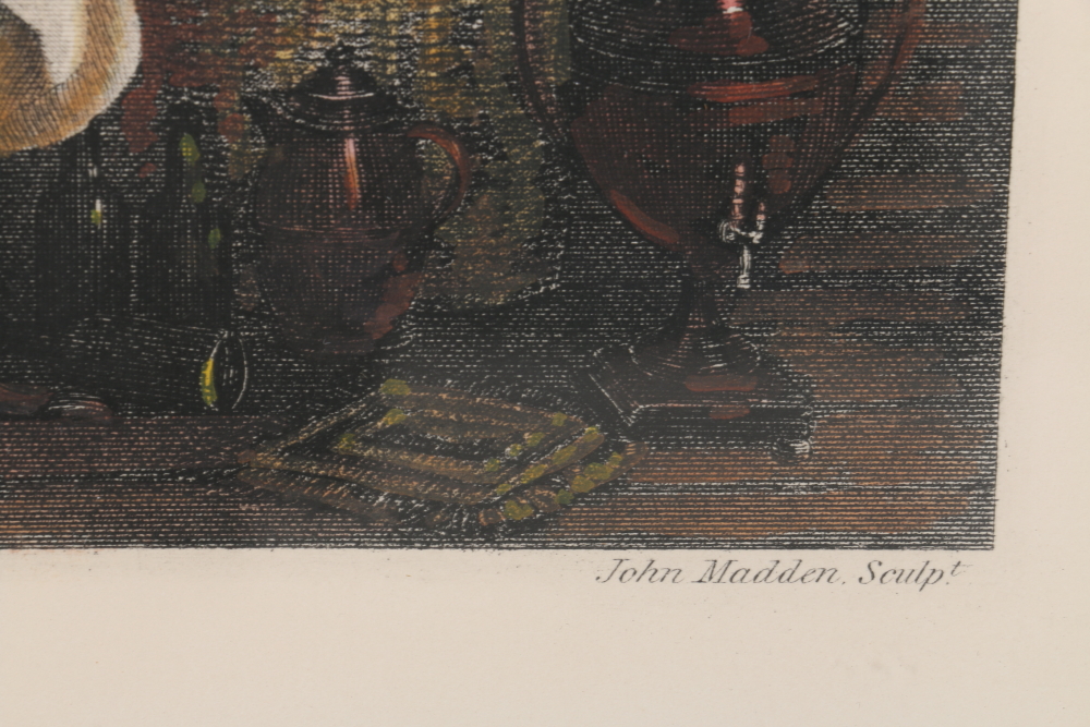 David Wilkie Hand Colored Engravings "The Reading of a Will" and "The Rent Day"