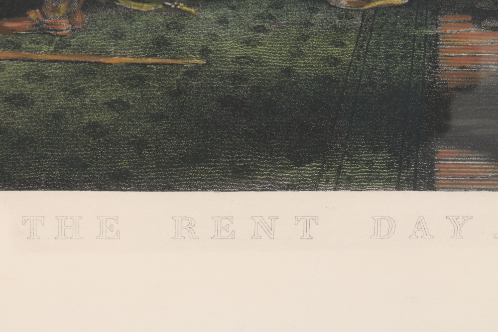 David Wilkie Hand Colored Engravings "The Reading of a Will" and "The Rent Day"