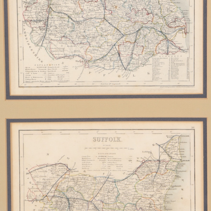 Hand-Colored Lithograph Maps After J. Archer