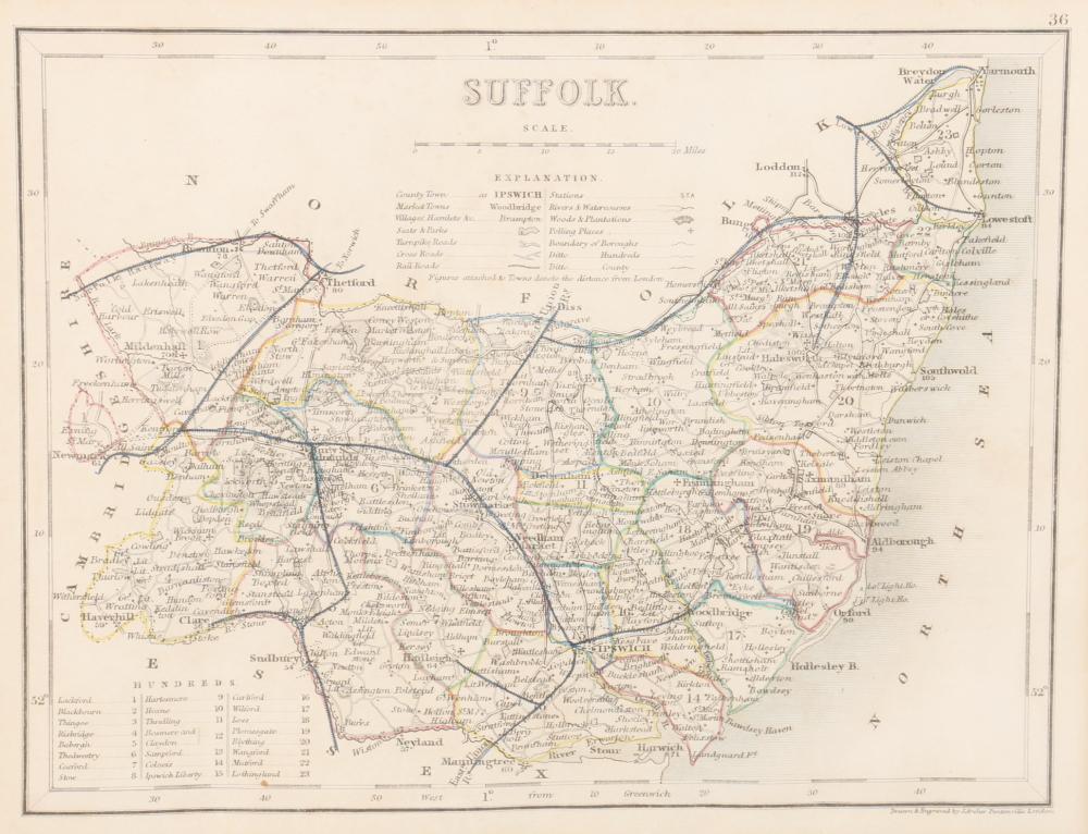 Hand-Colored Lithograph Maps After J. Archer