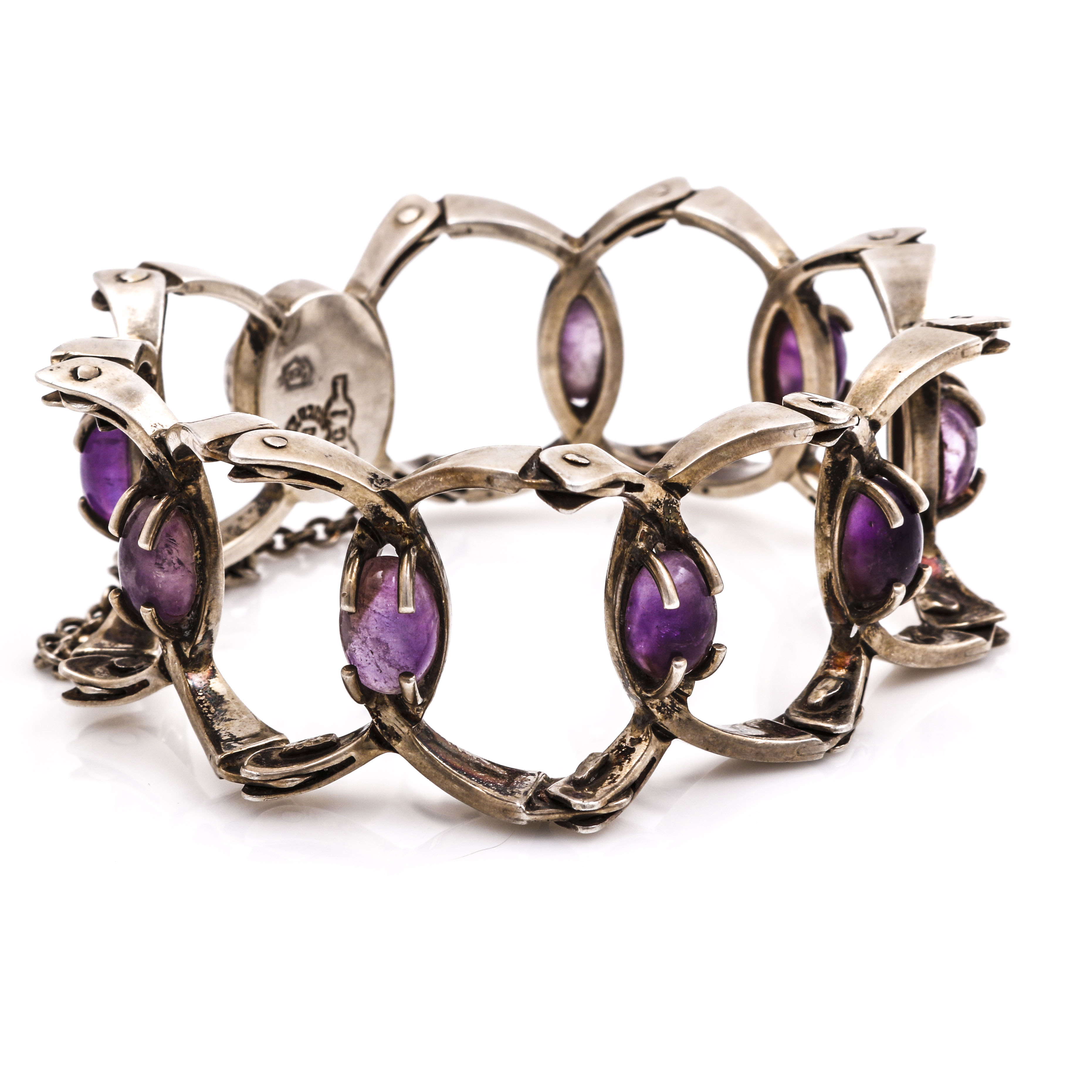 Taxco, Mexico Sterling Silver Amethyst Bracelet and Earrings