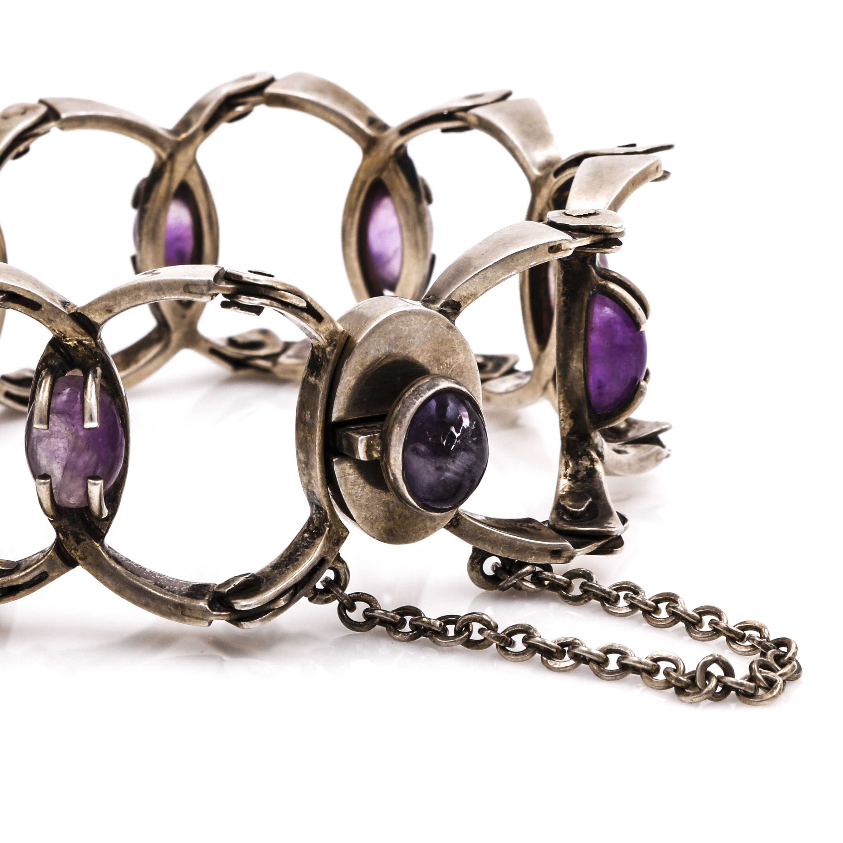 Taxco, Mexico Sterling Silver Amethyst Bracelet and Earrings