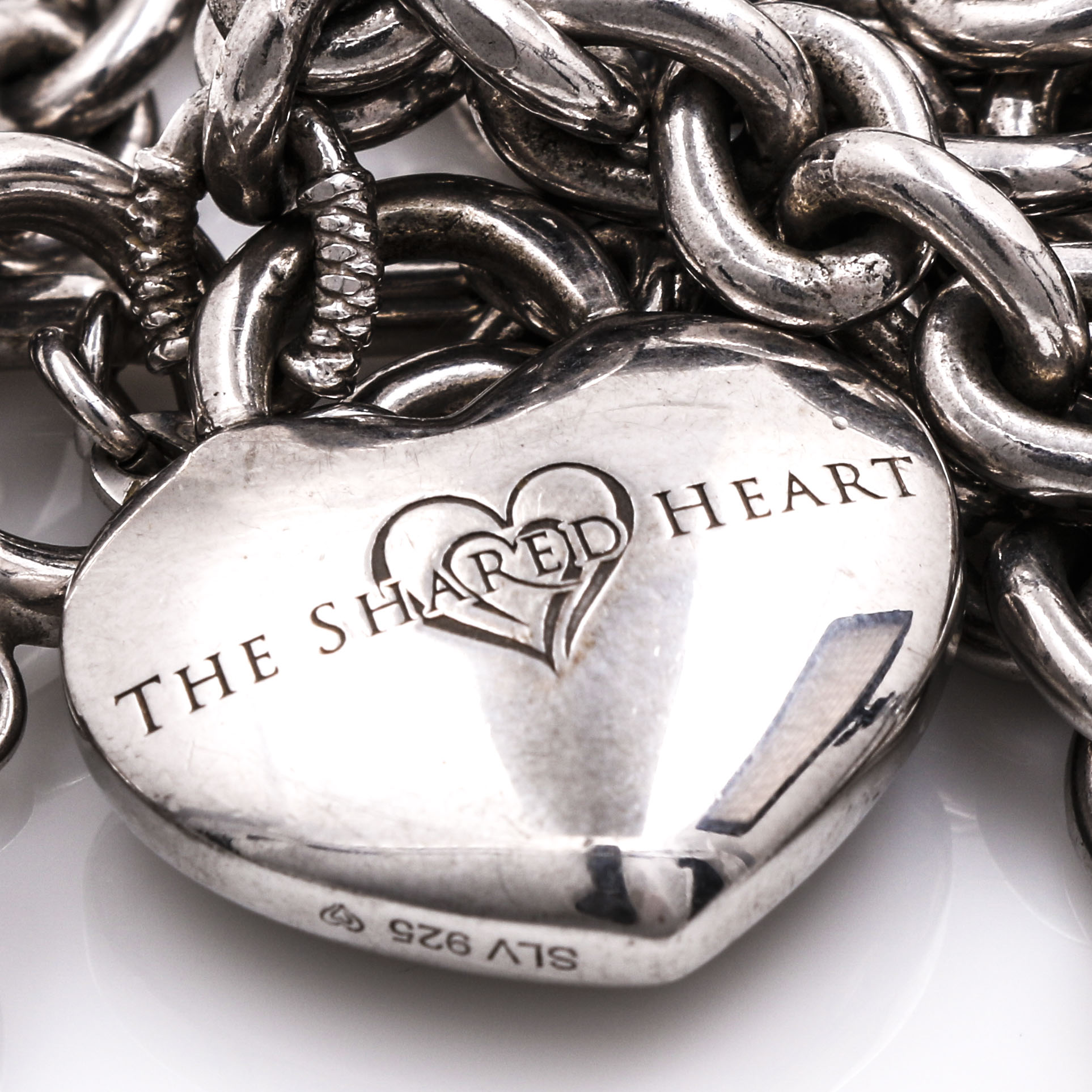 Sterling Silver "The Shared Heart" Diamond Necklace by Zales and Diamond Line Bracelet