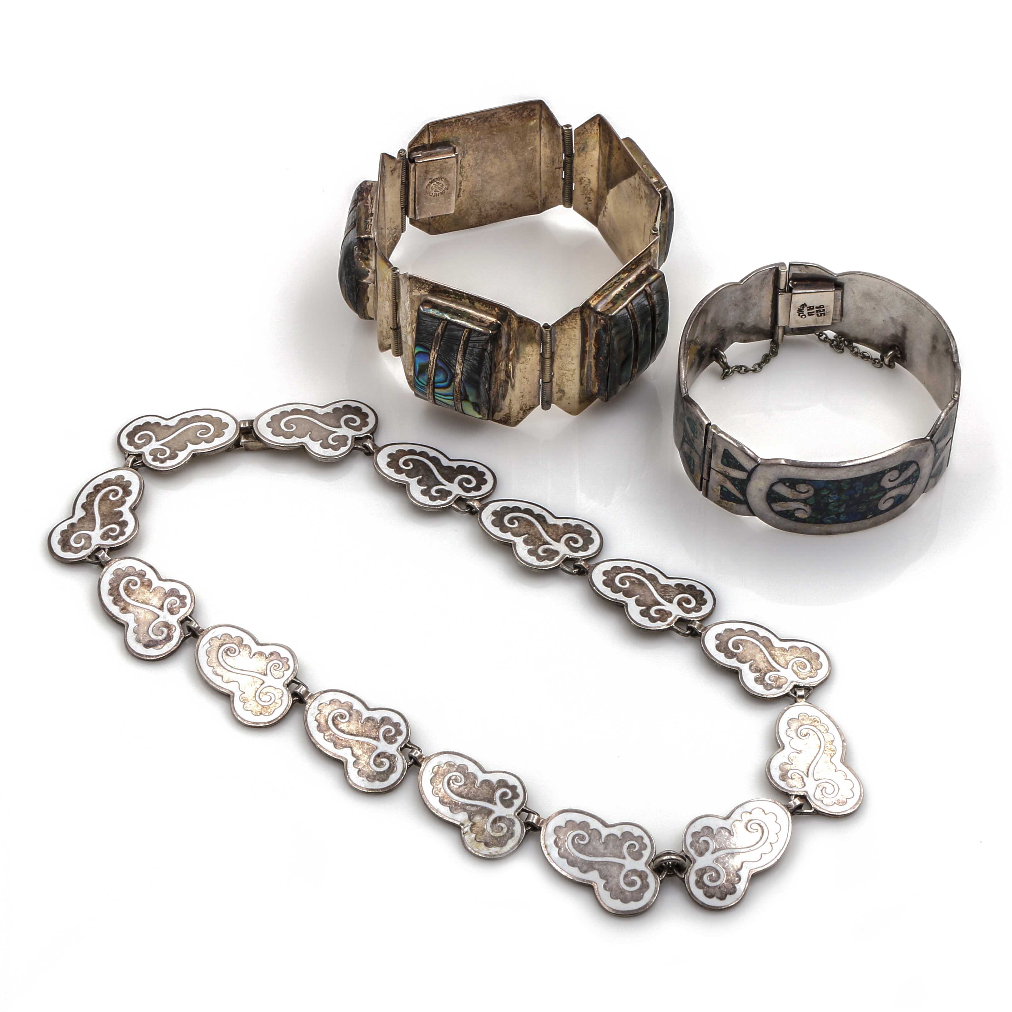 Mexican Sterling Silver Jewelry With Abalone and Eliat Featuring Margot de Taxco