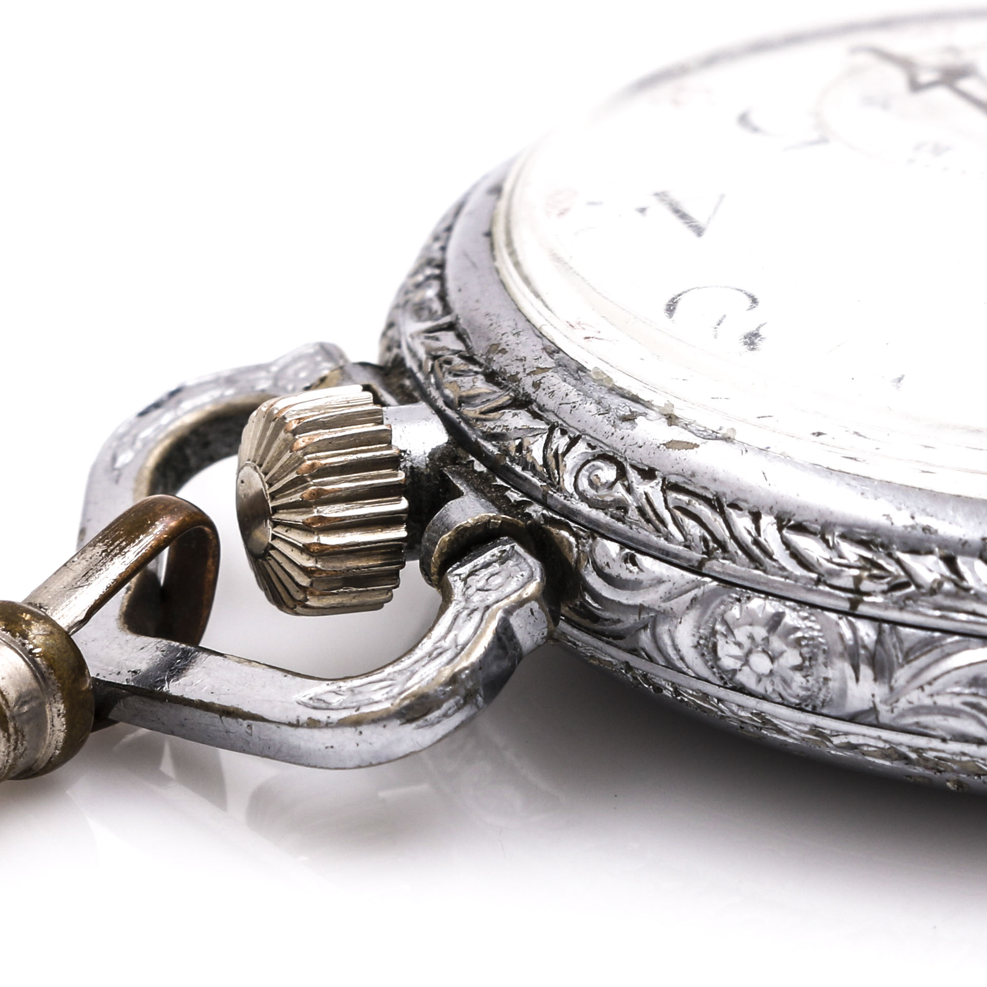 Circa 1913 Antique Waltham Silver Tone Side Winder Pocket Watch