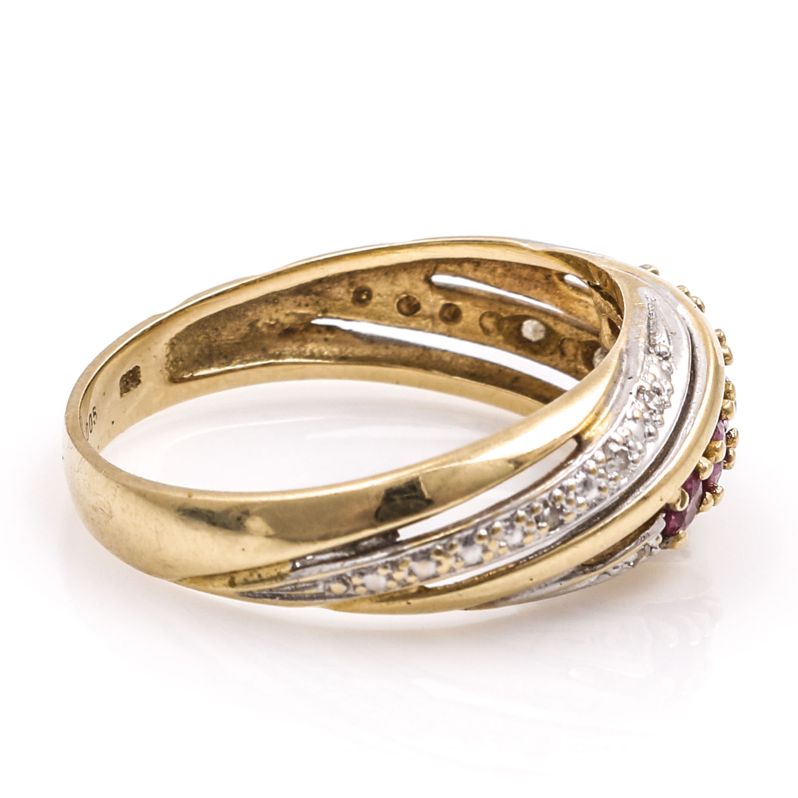 14K Two-Tone Gold Diamond and Ruby Ring