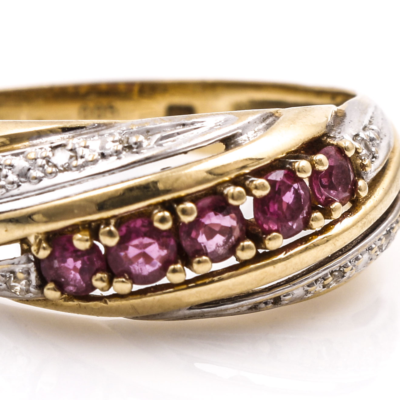 14K Two-Tone Gold Diamond and Ruby Ring