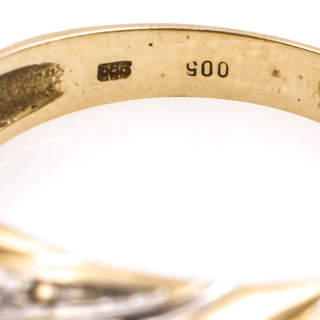 14K Two-Tone Gold Diamond and Ruby Ring