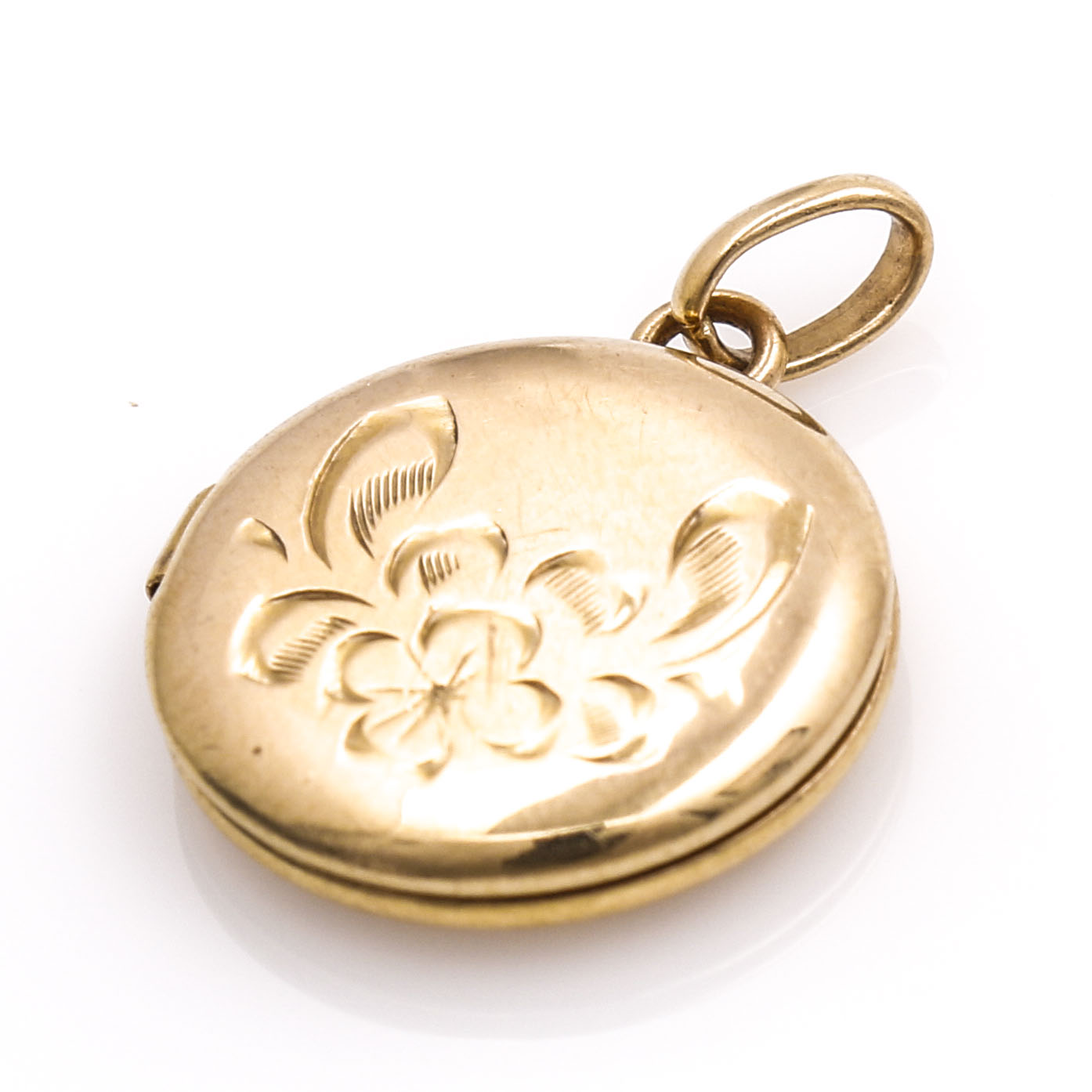 10K and 14K Yellow Gold Seed Pearl Heart Brooch and 14K Floral Locket