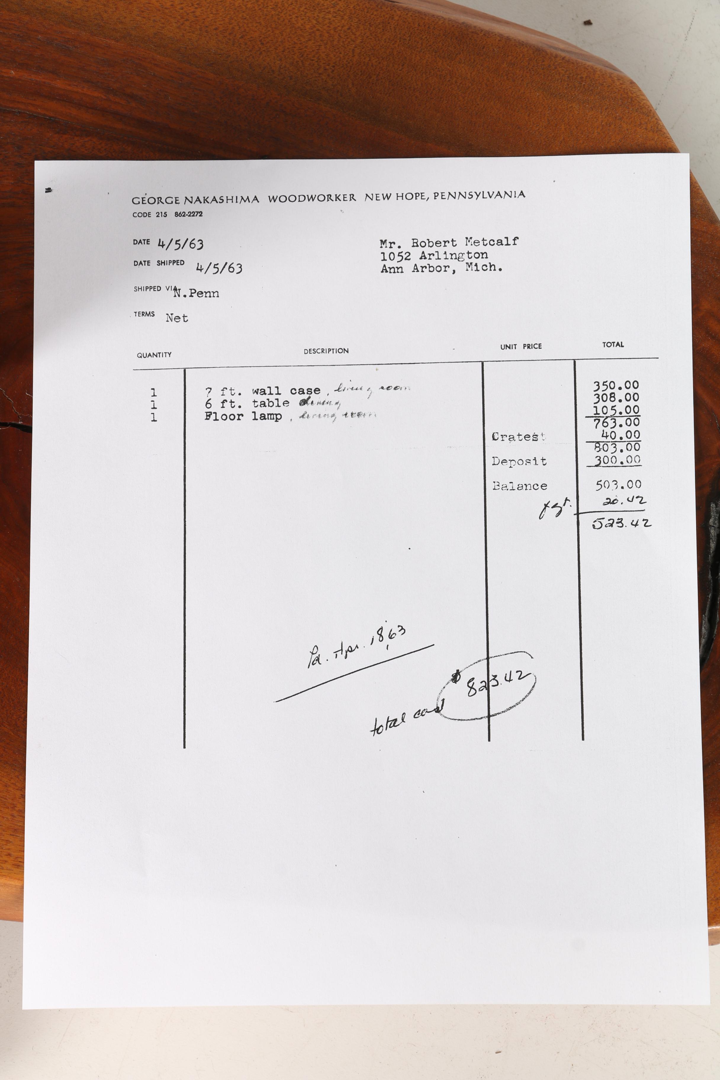 Vintage George Nakashima Floor Lamp With Provenance