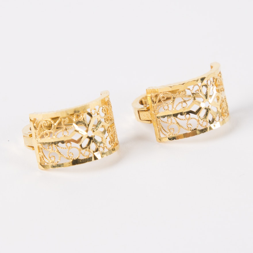 20K Yellow Gold Filigree Earrings