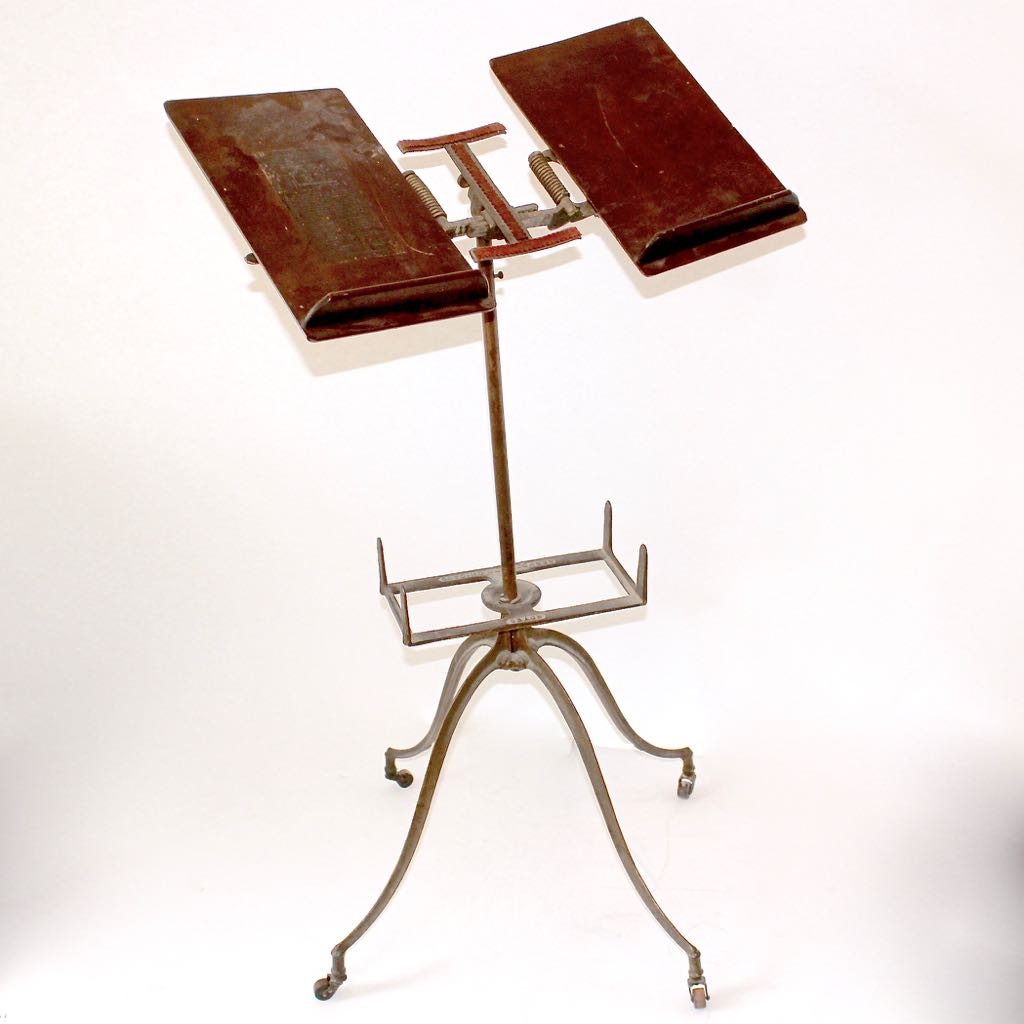 Antique Book Stand and 1952 "Webster's Illustrated 20th Century Dictionary"