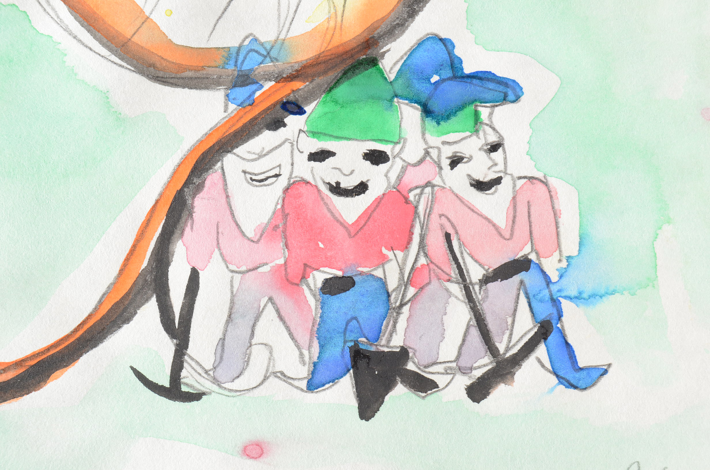 Two Joel Otterson Original 1996 Watercolor Sketches from Series "