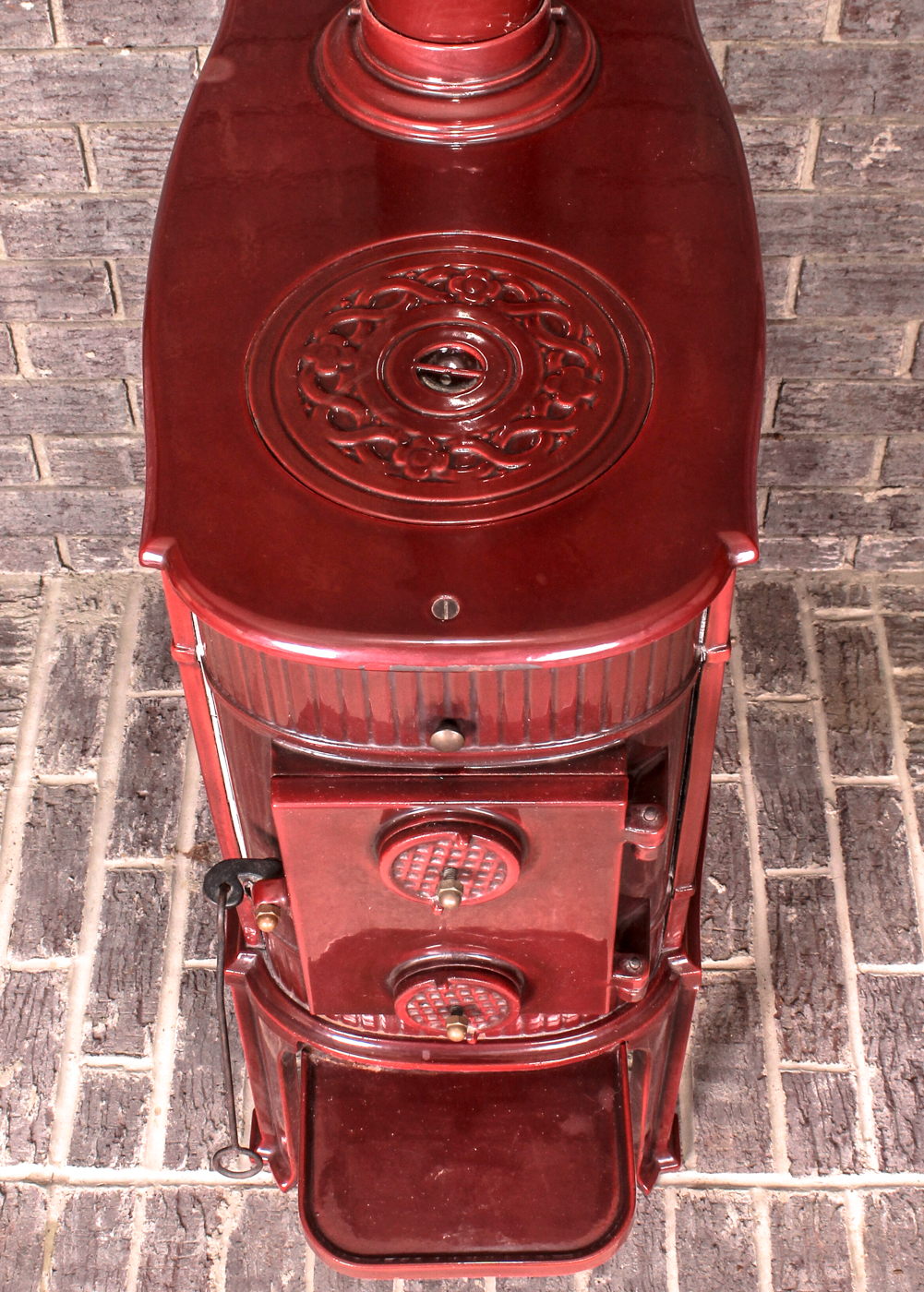 L. Lange of Denmark Enamel Wood Burning Stove