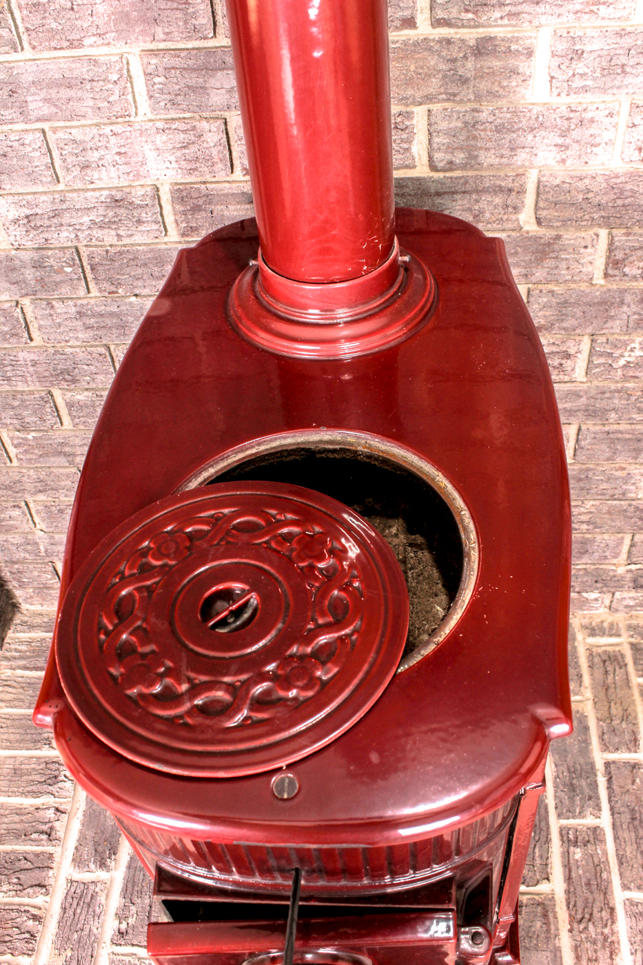 L. Lange of Denmark Enamel Wood Burning Stove