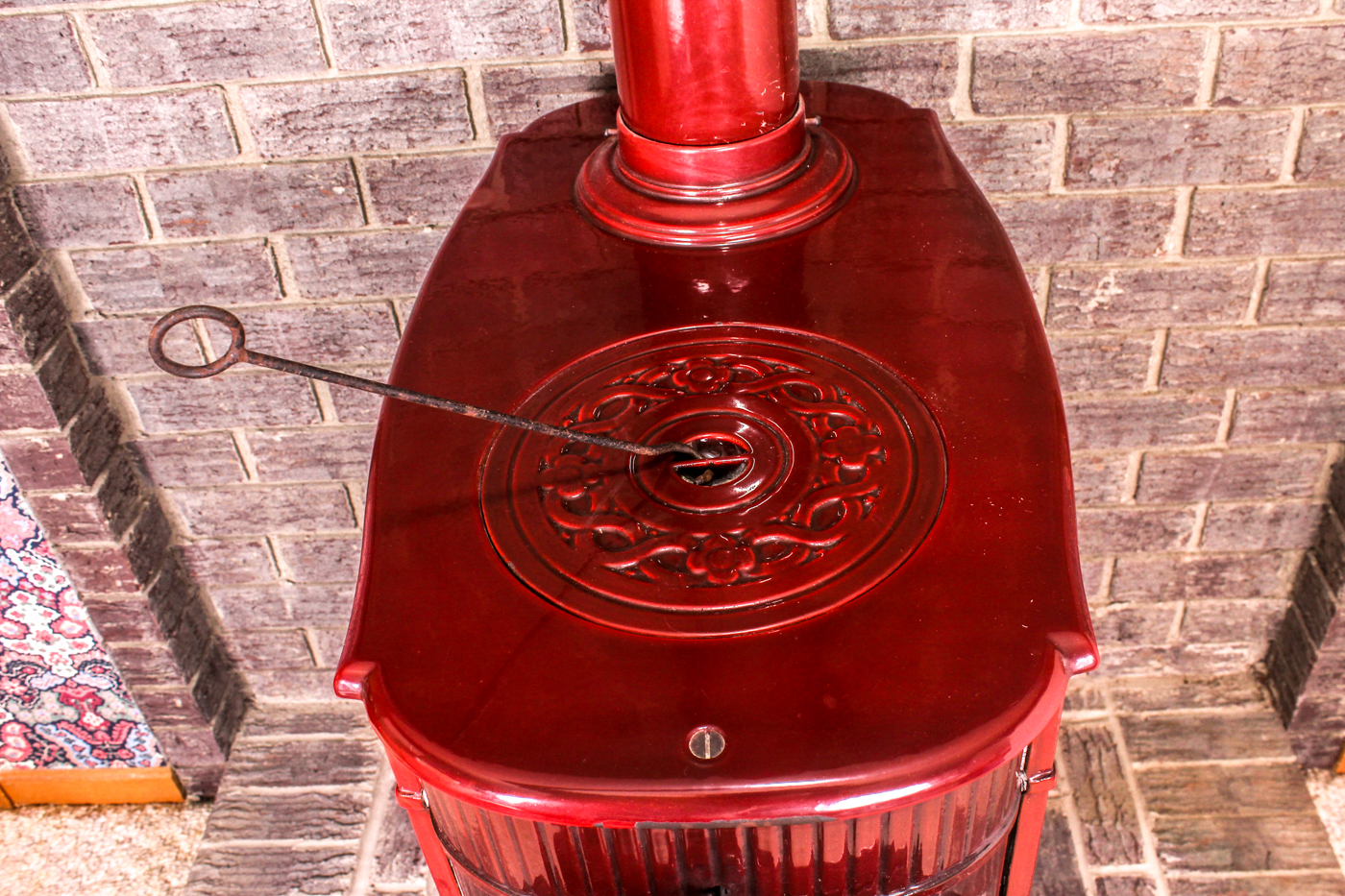 L. Lange of Denmark Enamel Wood Burning Stove