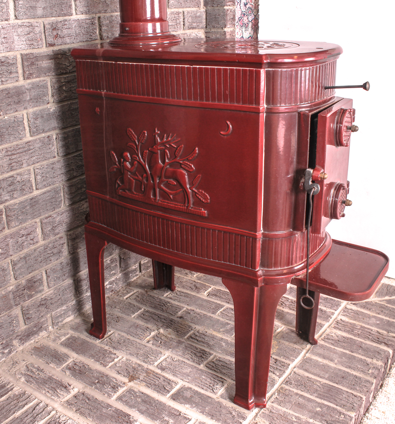 L. Lange of Denmark Enamel Wood Burning Stove