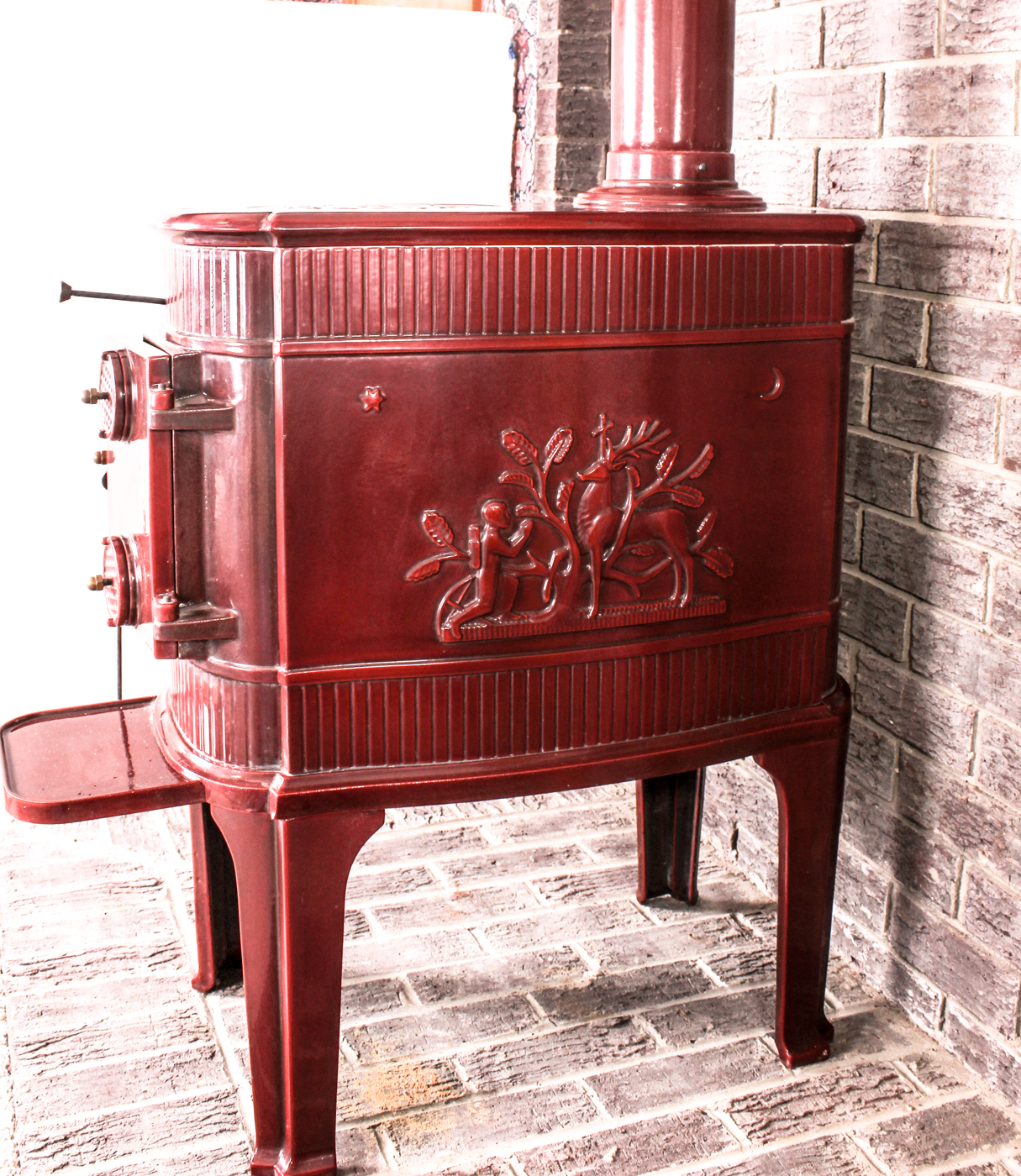 L. Lange of Denmark Enamel Wood Burning Stove