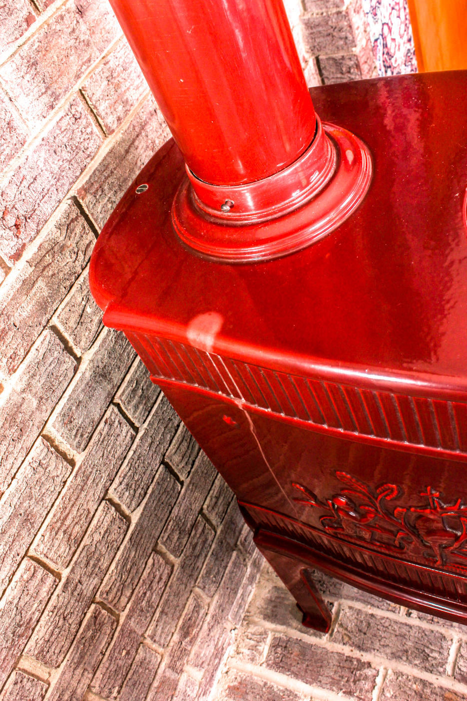L. Lange of Denmark Enamel Wood Burning Stove