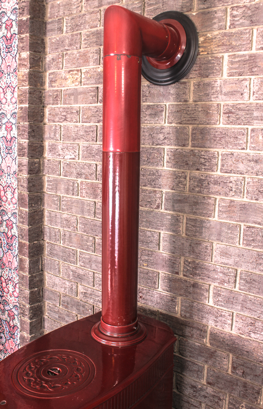 L. Lange of Denmark Enamel Wood Burning Stove