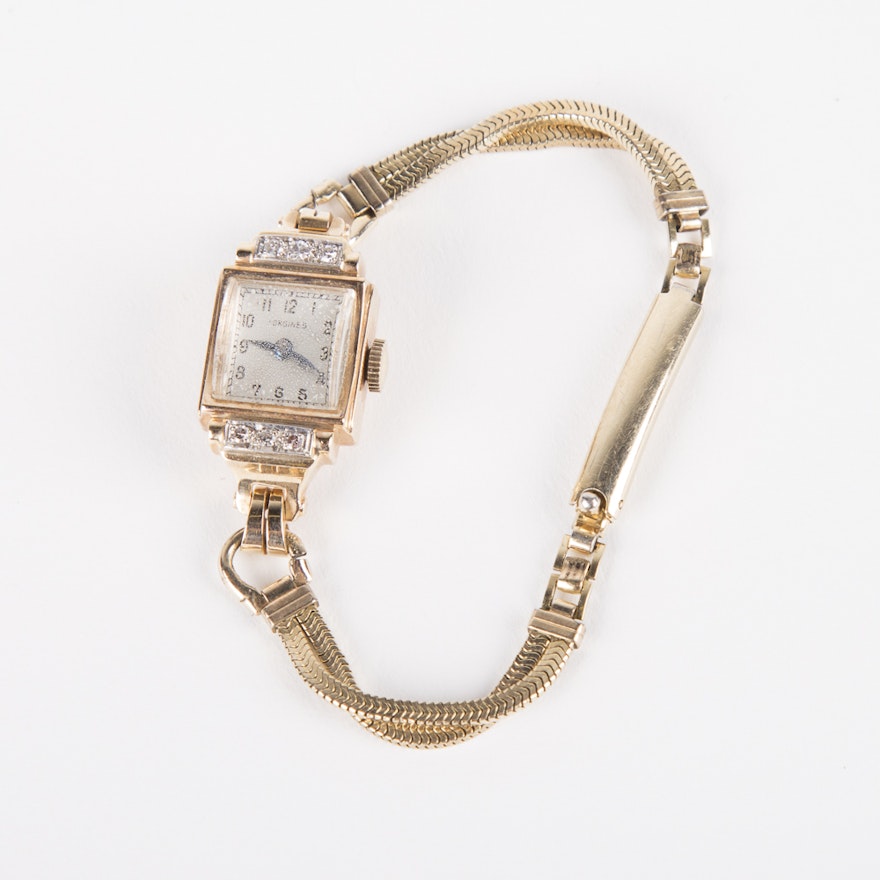 14K Yellow Gold Longines Diamond Wristwatch