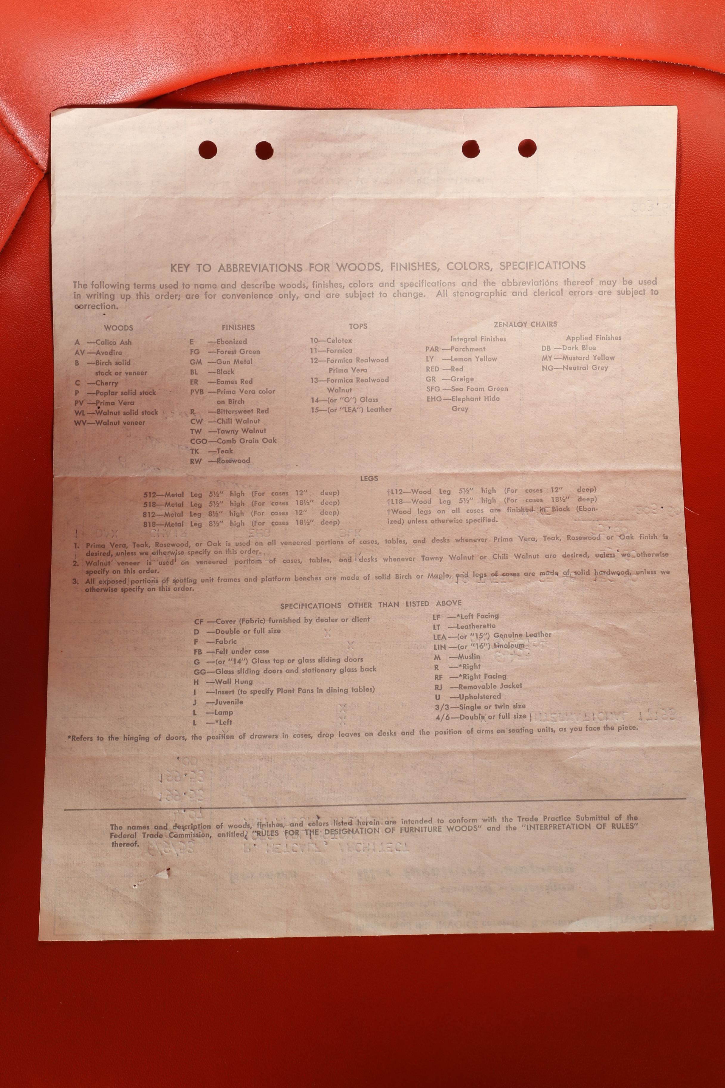 Mid Century Modern "DAX" Shell Chair by Eames for Herman Miller With Invoice