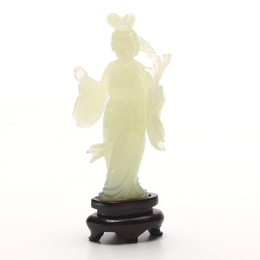 Chinese Bowenite Figure with Stand