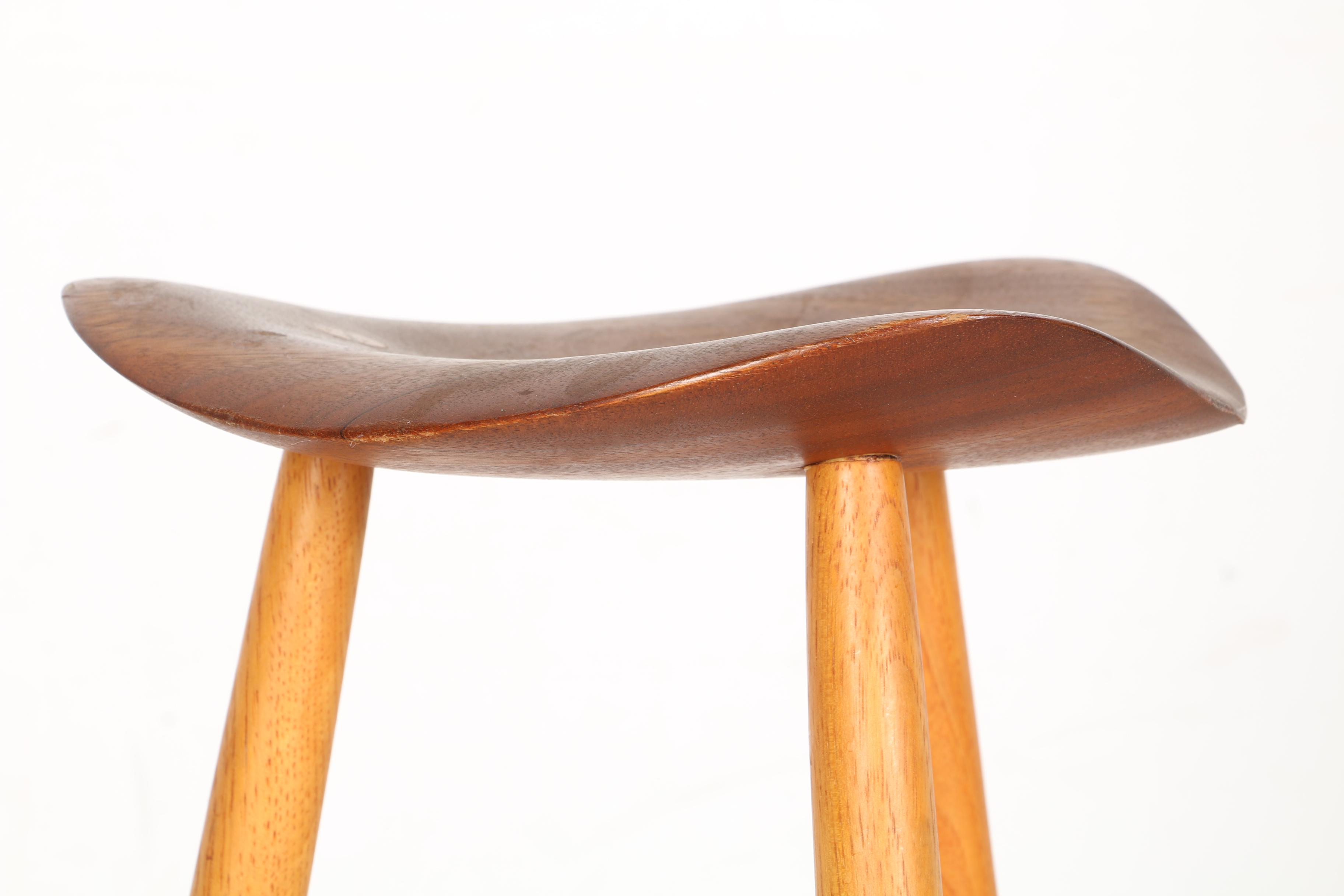 Mid Century Modern Teak Bar Stool by Karl Seemuller