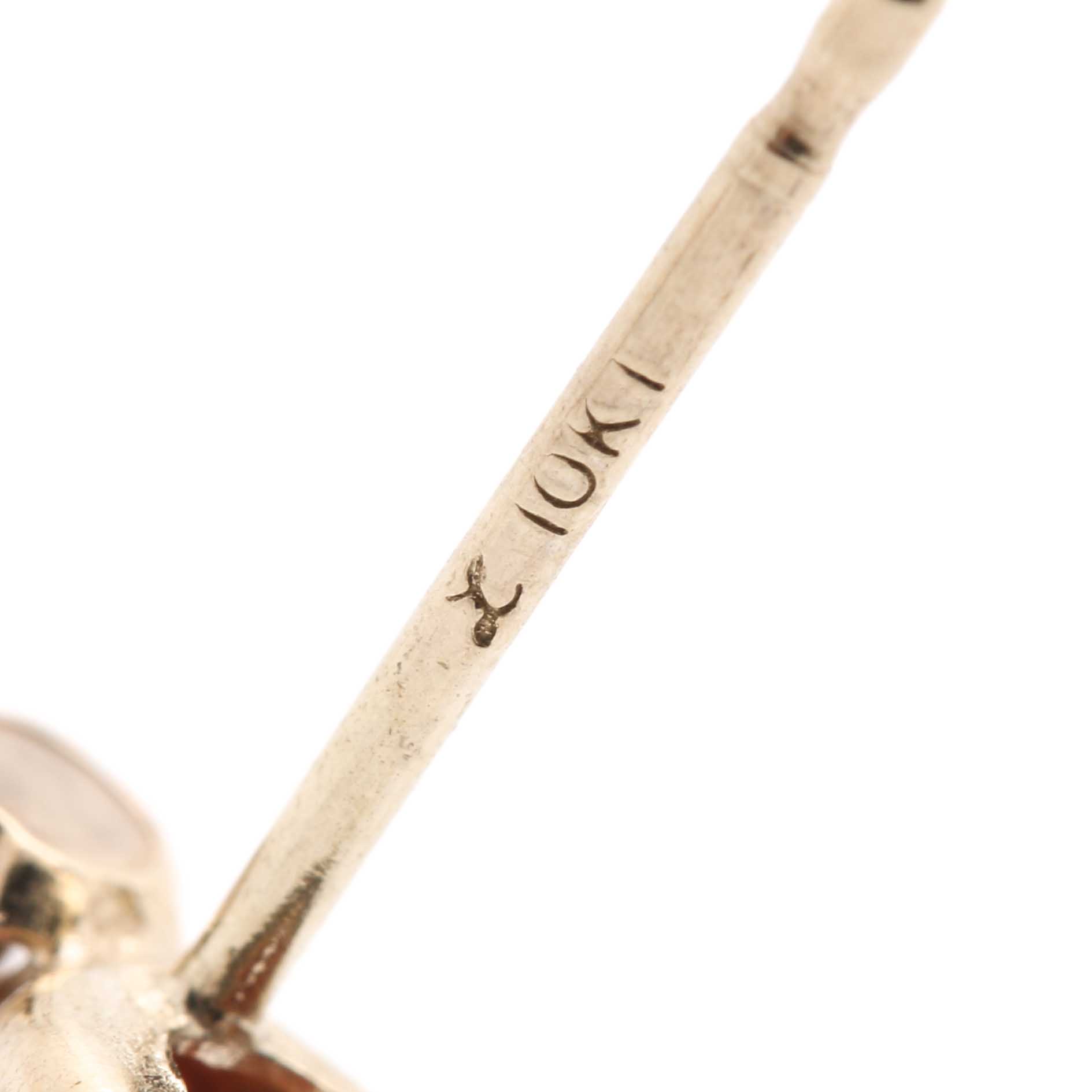 10K Yellow Gold Orange Sapphire and Diamond Stud Earrings