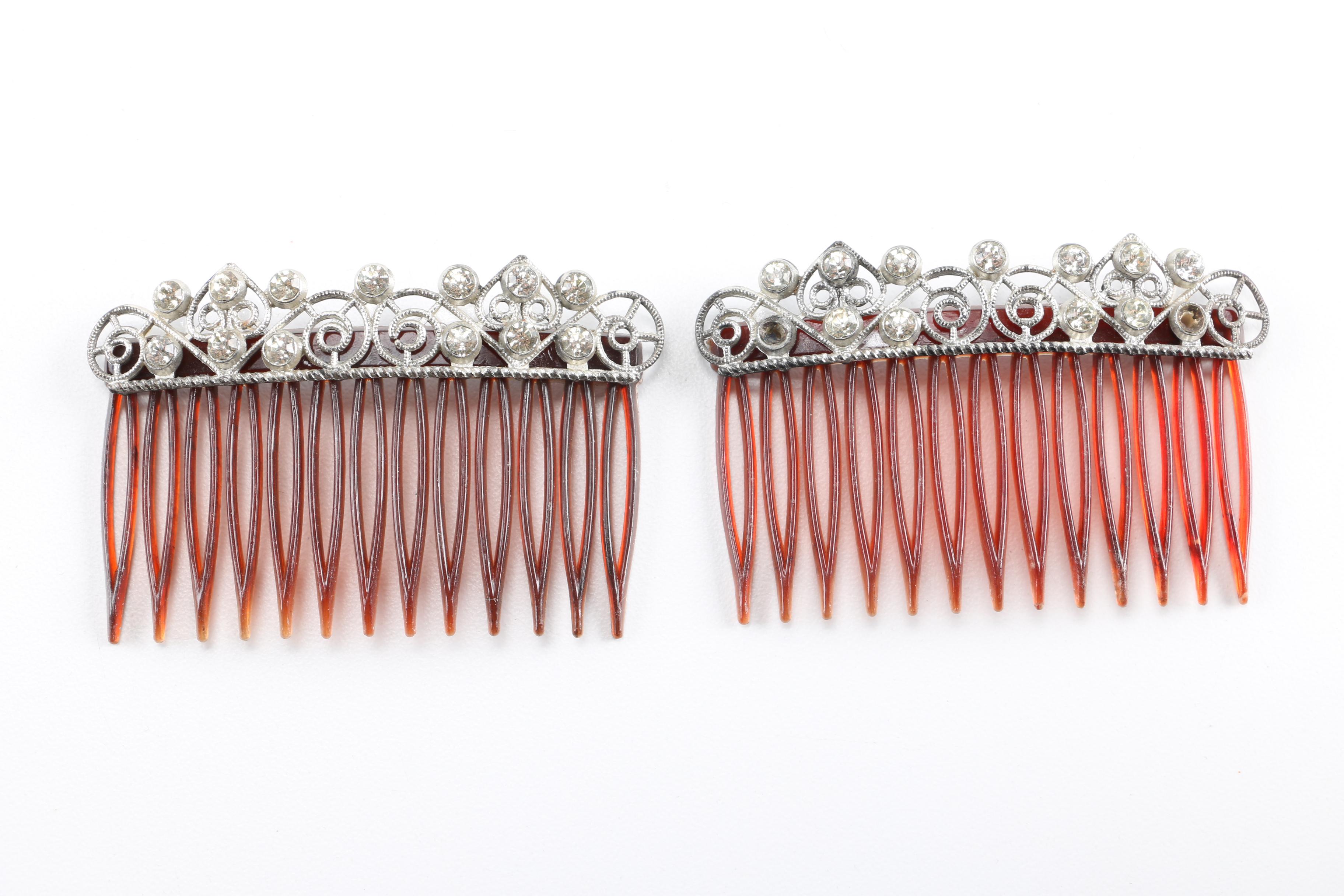 Rhinestone and Floral Hair Picks