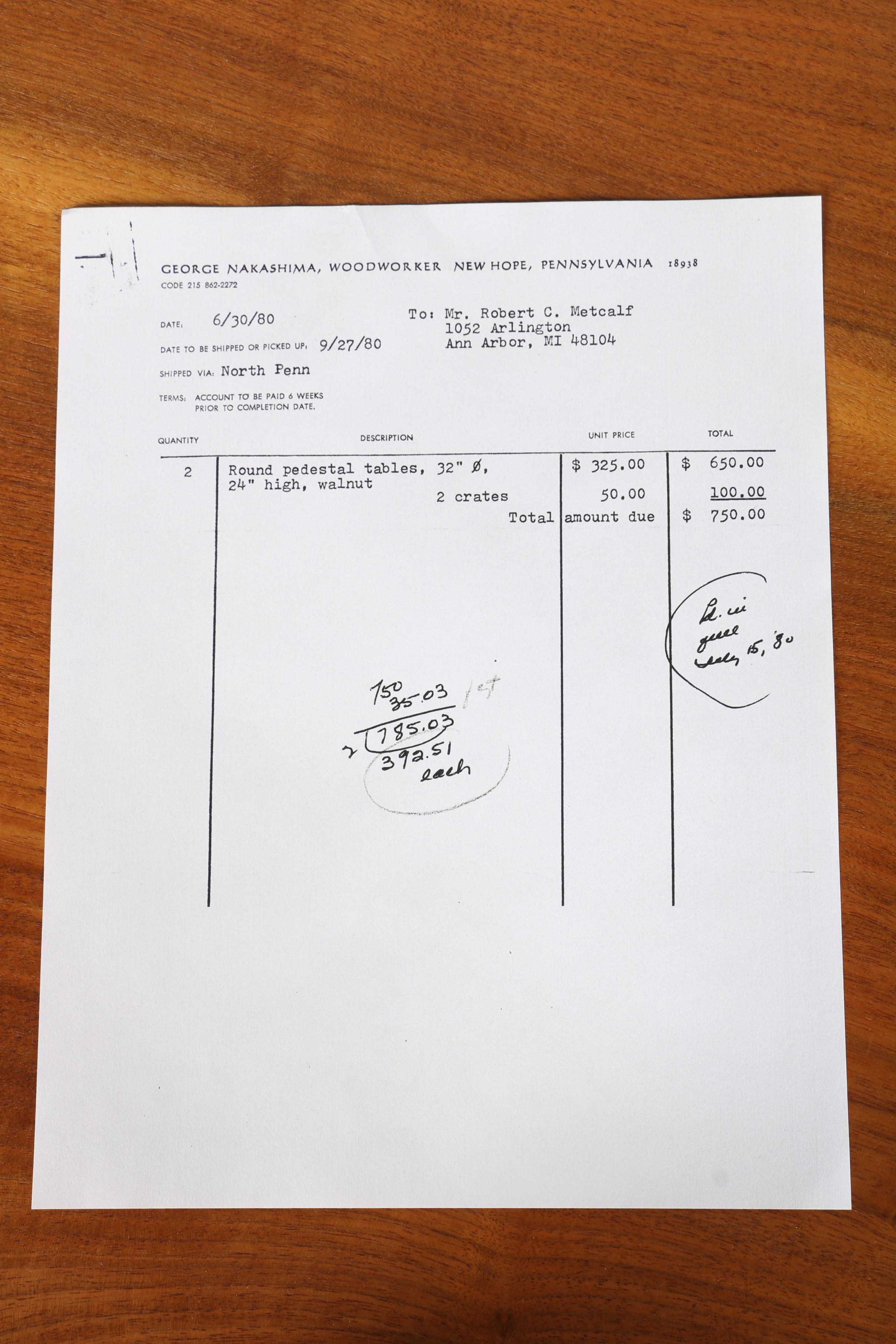 Vintage George Nakashima Round Pedestal Table With Provenance